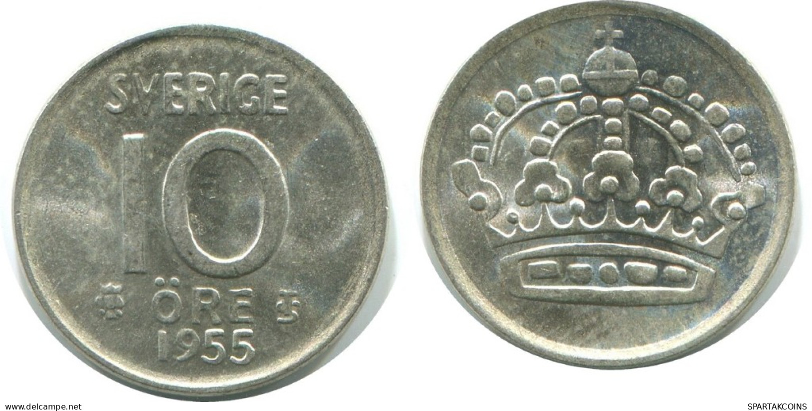 10 ORE 1955 SUECIA SWEDEN PLATA Moneda #AD059.2.E.A - Suède