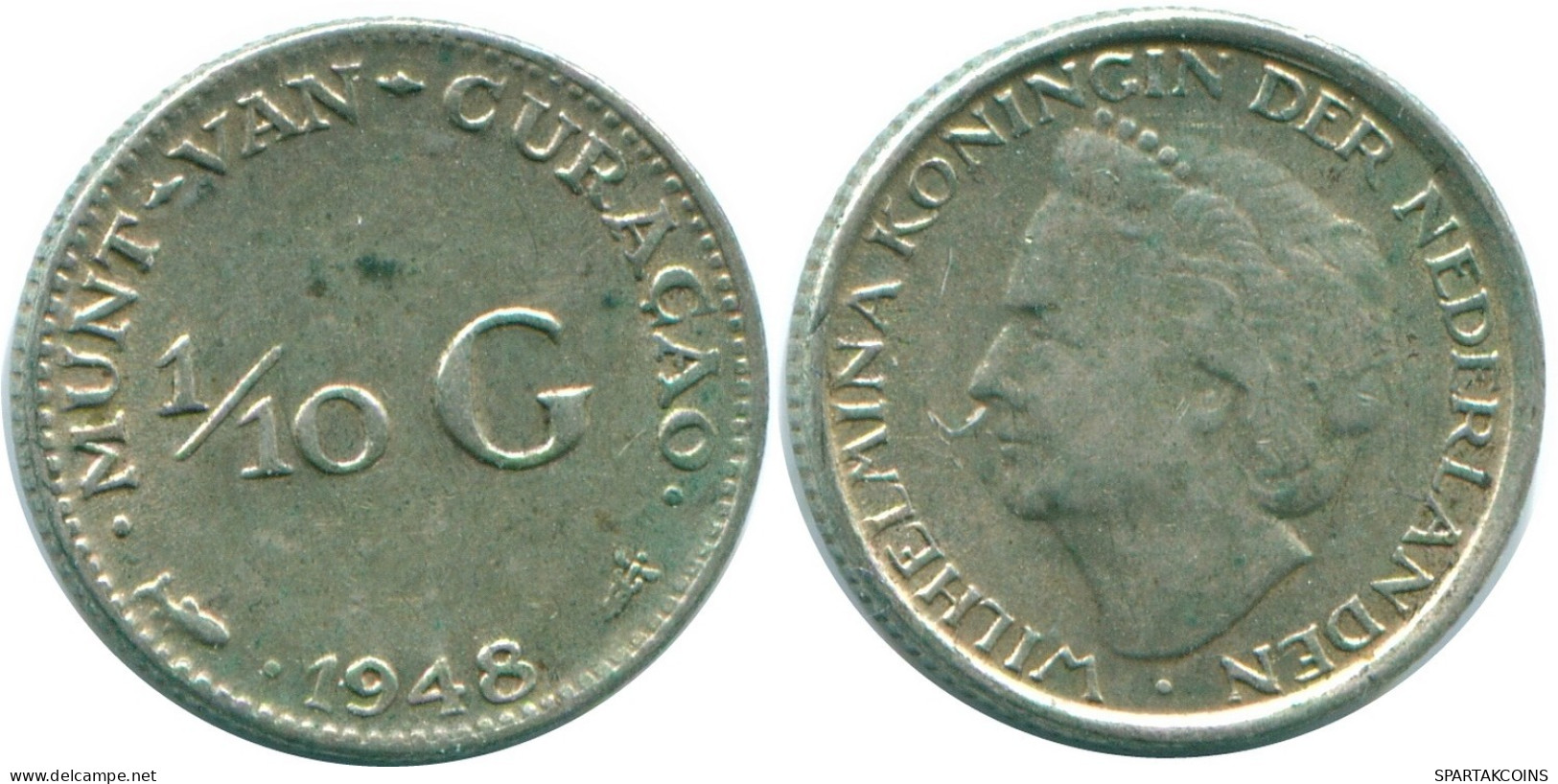 1/10 GULDEN 1948 CURACAO NIEDERLANDE SILBER Koloniale Münze #NL11954.3.D.A - Curaçao