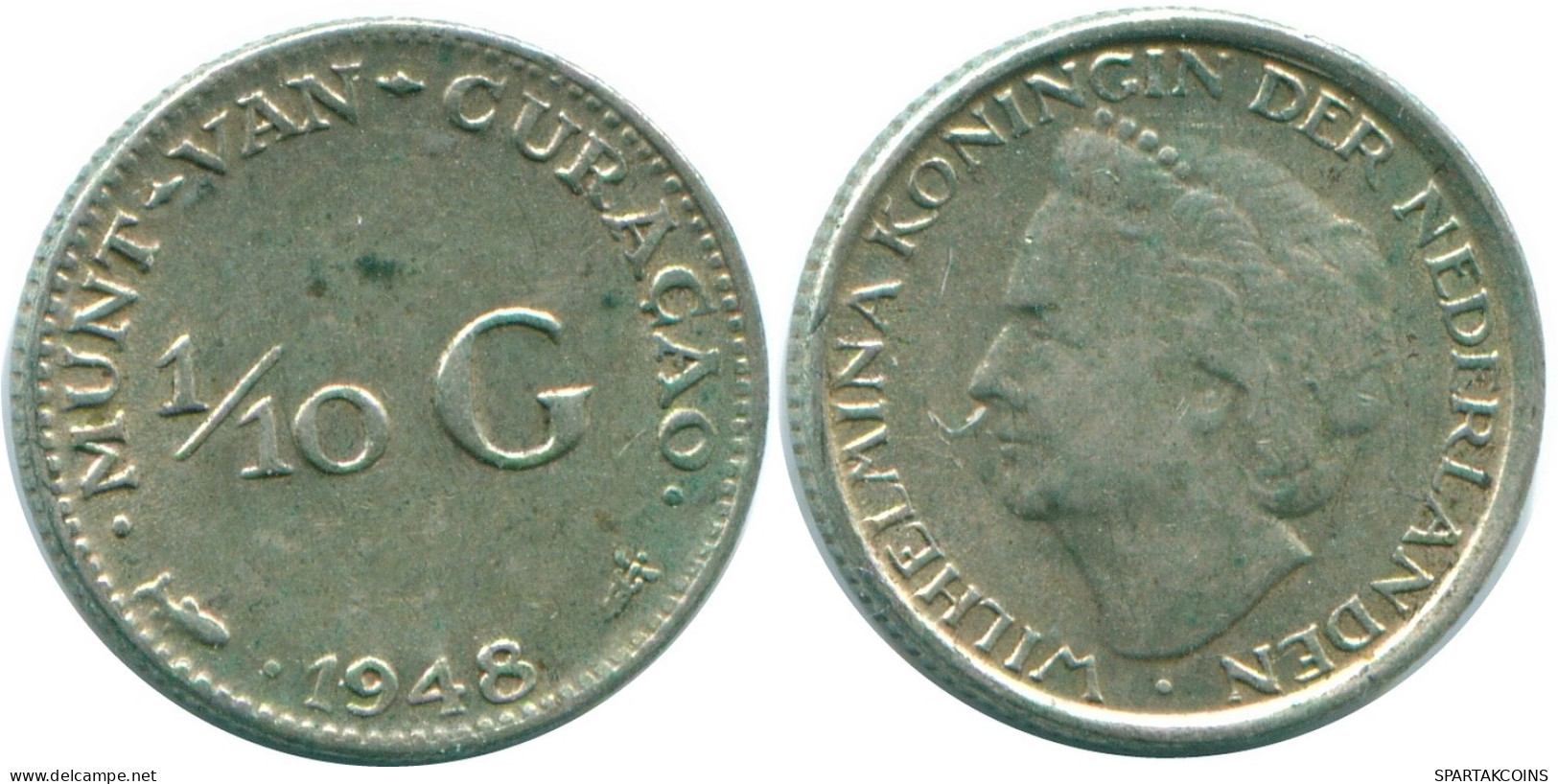 1/10 GULDEN 1948 CURACAO NIEDERLANDE SILBER Koloniale Münze #NL11954.3.D.A - Curacao