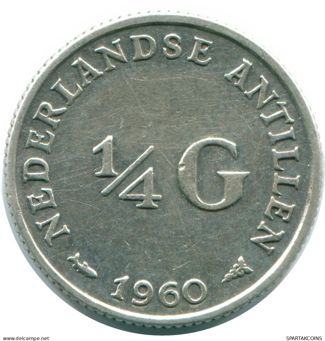 1/4 GULDEN 1960 NETHERLANDS ANTILLES SILVER Colonial Coin #NL11045.4.U.A - Antillas Neerlandesas