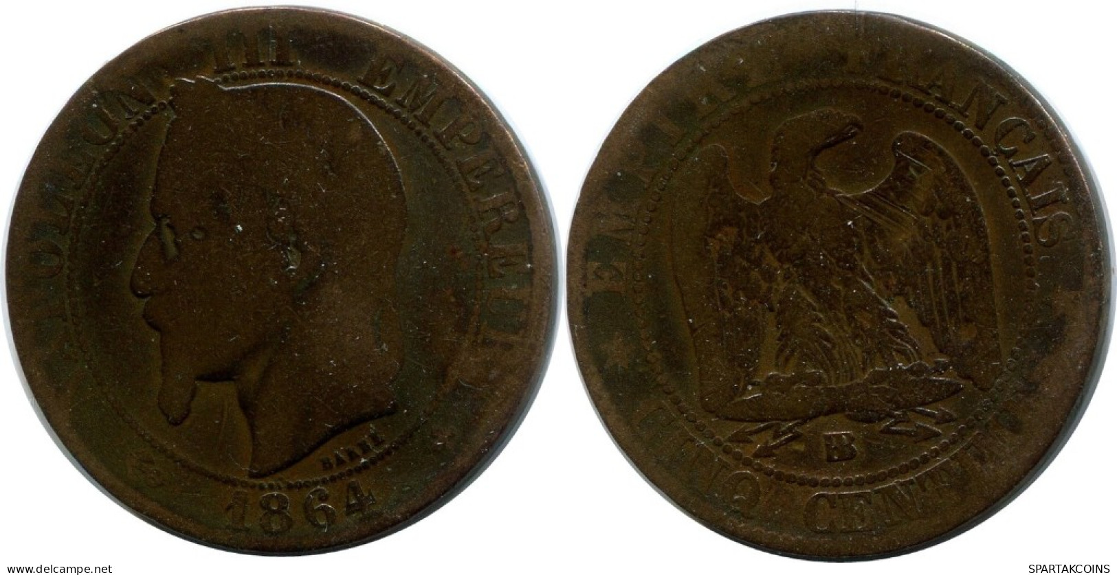 5 CENTIMES 1864 BB FRANCIA FRANCE Moneda #AM953.E.A - 5 Centimes