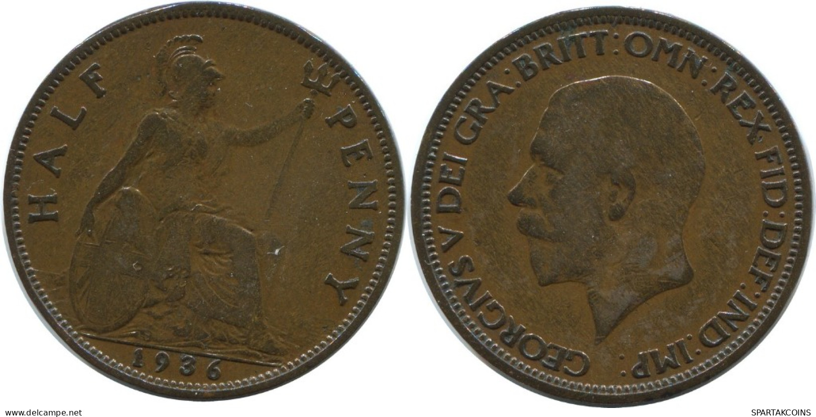 HALF PENNY 1936 UK GRANDE-BRETAGNE GREAT BRITAIN Pièce #AG811.1.F.A - C. 1/2 Penny