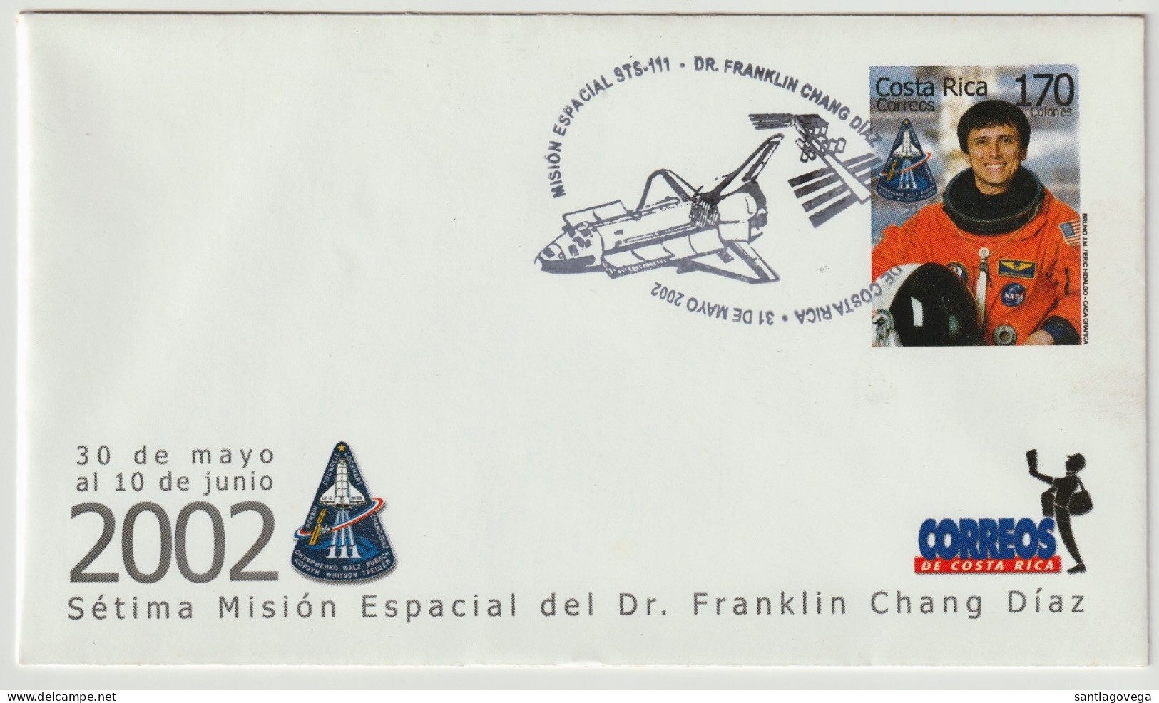 COSTA RICA - Franklin Chang - Astronaut - NASA STS111 - 2002 - First Day Cover - #431 - Costa Rica