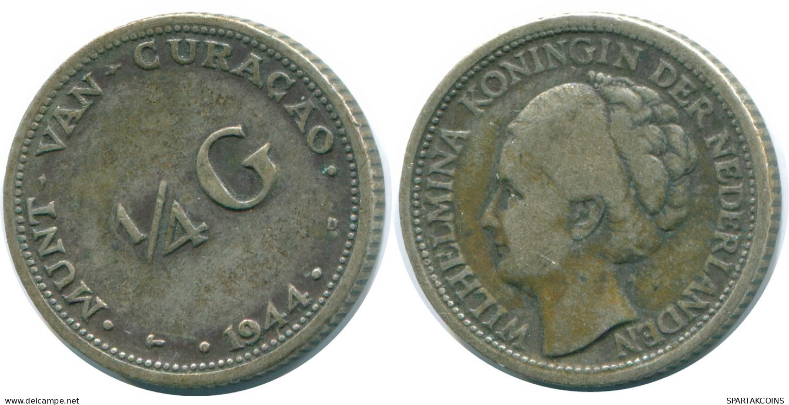 1/4 GULDEN 1944 CURACAO NIEDERLANDE SILBER Koloniale Münze #NL10604.4.D.A - Curaçao