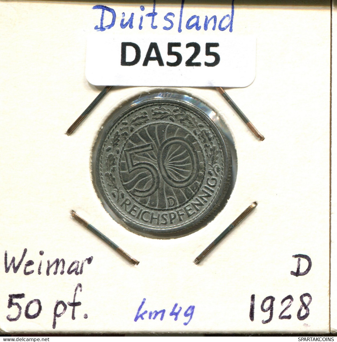50 REICHSPFENNIG 1928 D ALEMANIA Moneda GERMANY #DA525.2.E.A - 50 Rentenpfennig & 50 Reichspfennig
