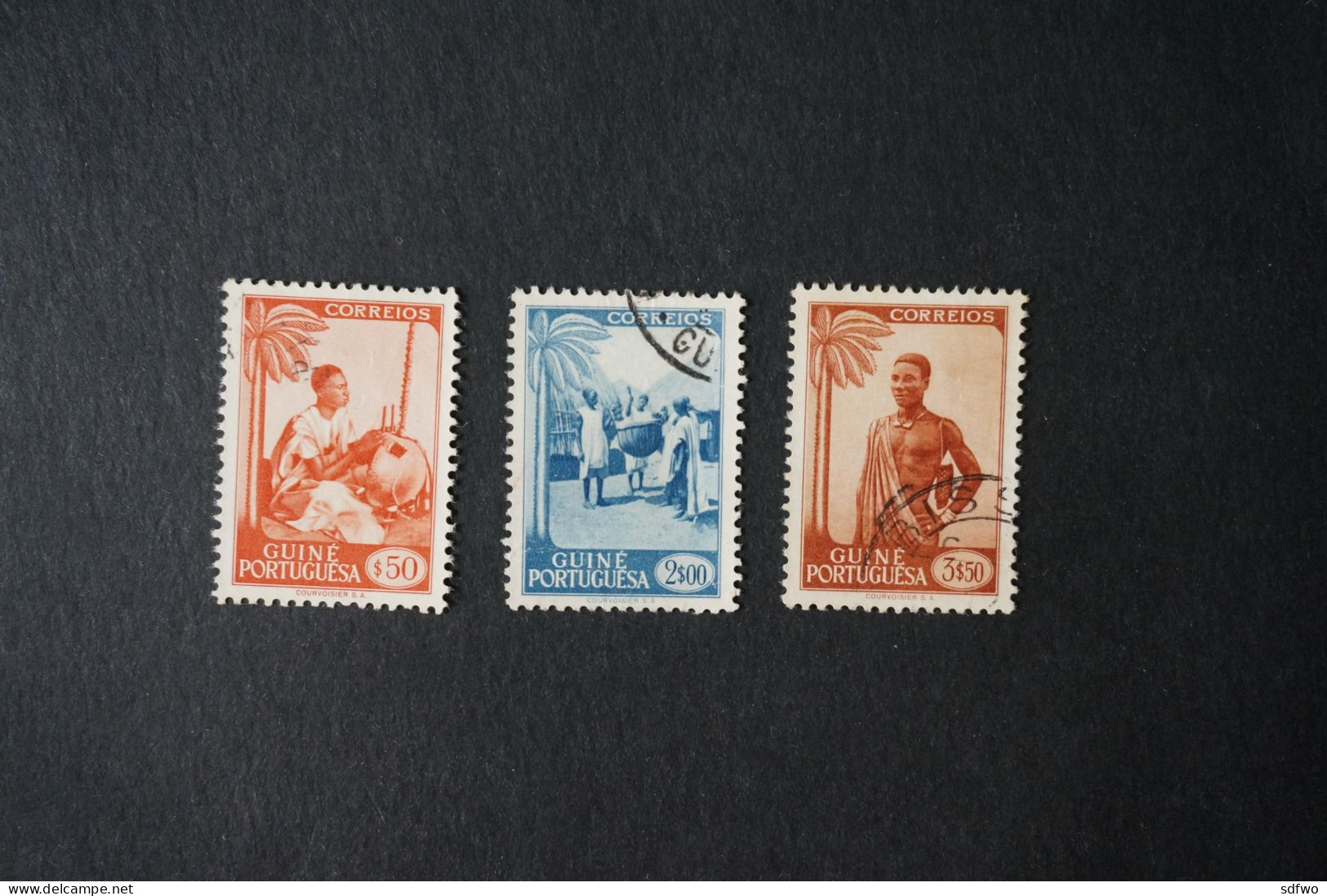 (T1) Portuguese Guiné - 1948 Motifs & Portraits $50, 2$00, 3$50 - Used - Portuguese Guinea