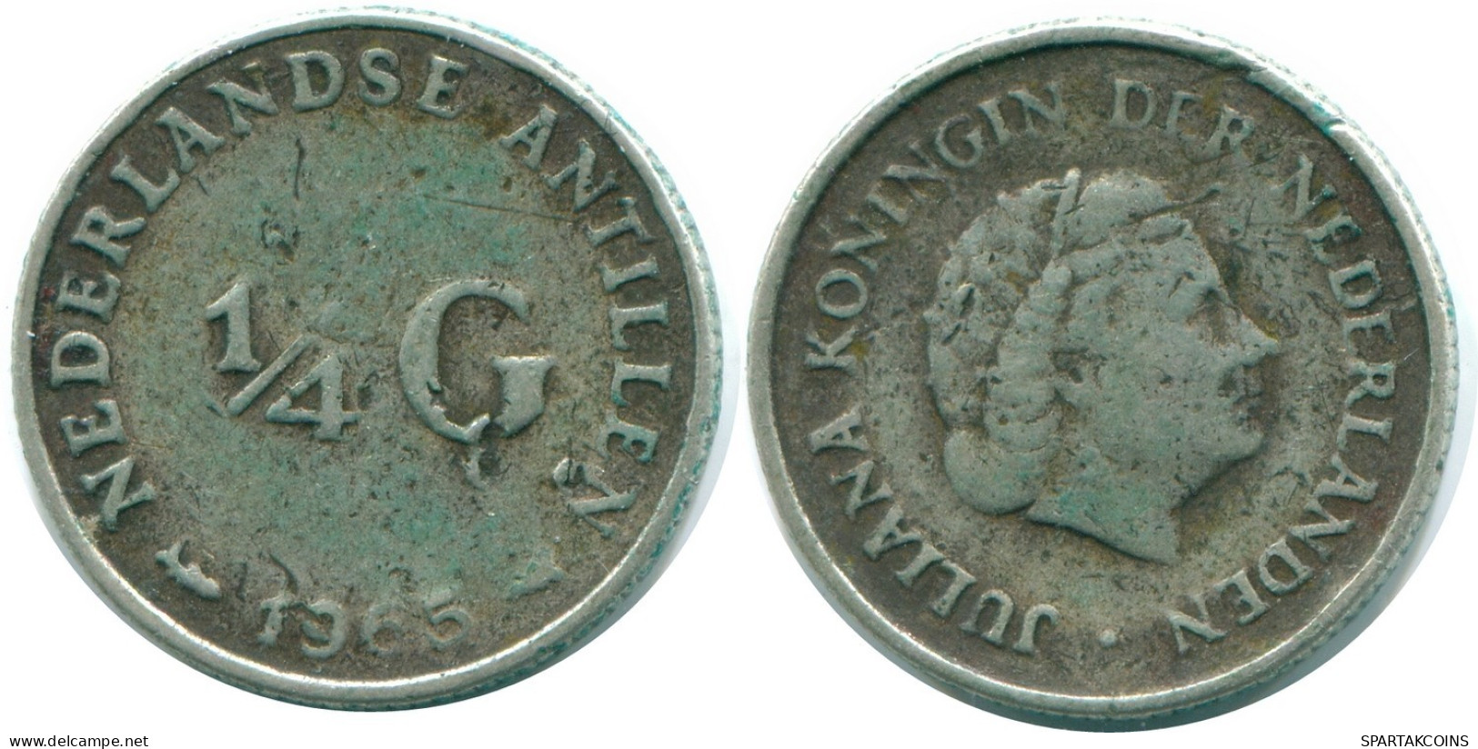 1/4 GULDEN 1965 ANTILLAS NEERLANDESAS PLATA Colonial Moneda #NL11399.4.E.A - Antillas Neerlandesas