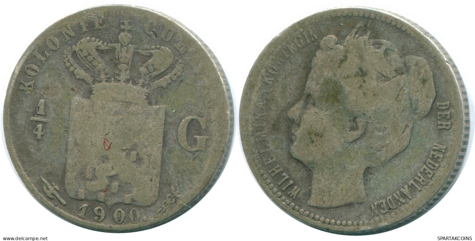 1/4 GULDEN 1900 CURACAO Netherlands SILVER Colonial Coin #NL10505.4.U.A - Curaçao