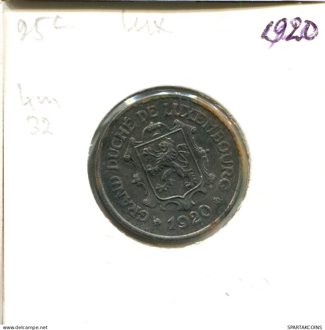 25 CENTIMES 1920 LUXEMBOURG Coin #AT186.U.A - Luxemburg