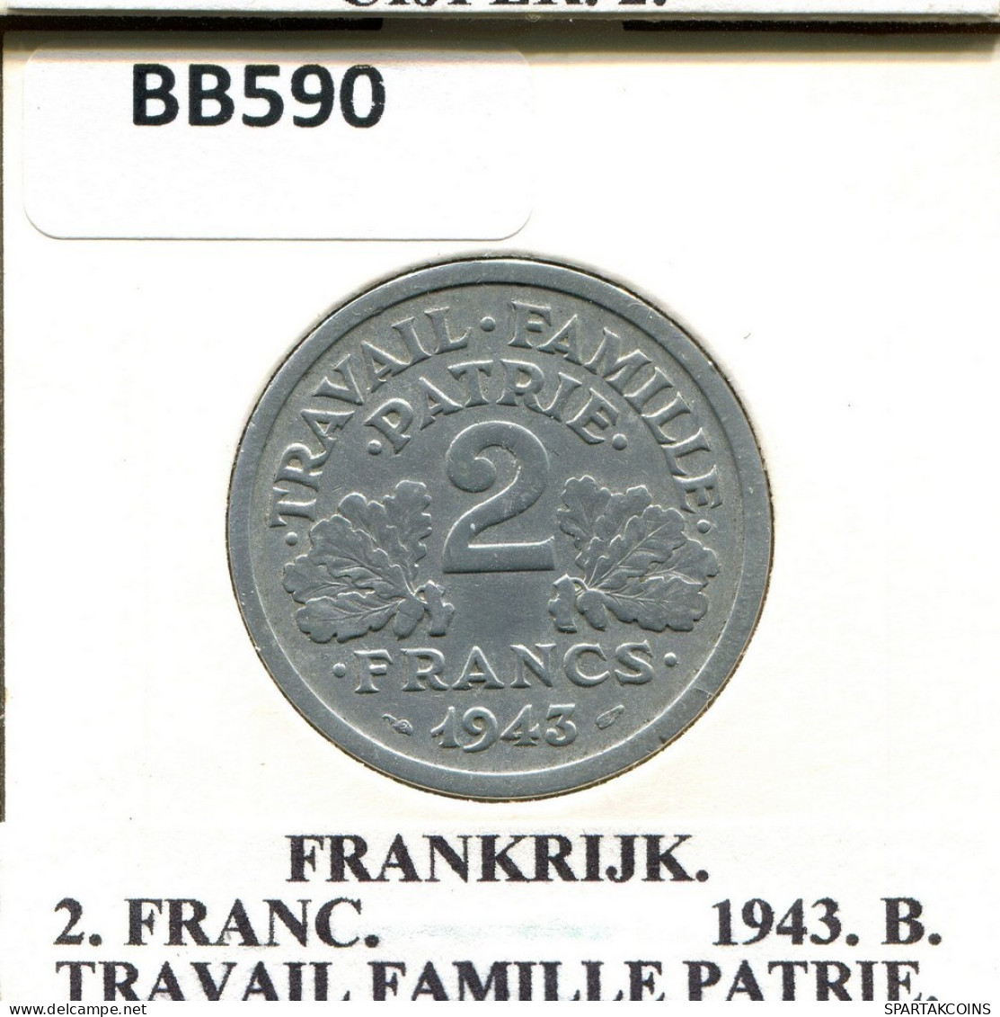 2 FRANCS 1943 FRANCE Pièce #BB590.F.A - 2 Francs