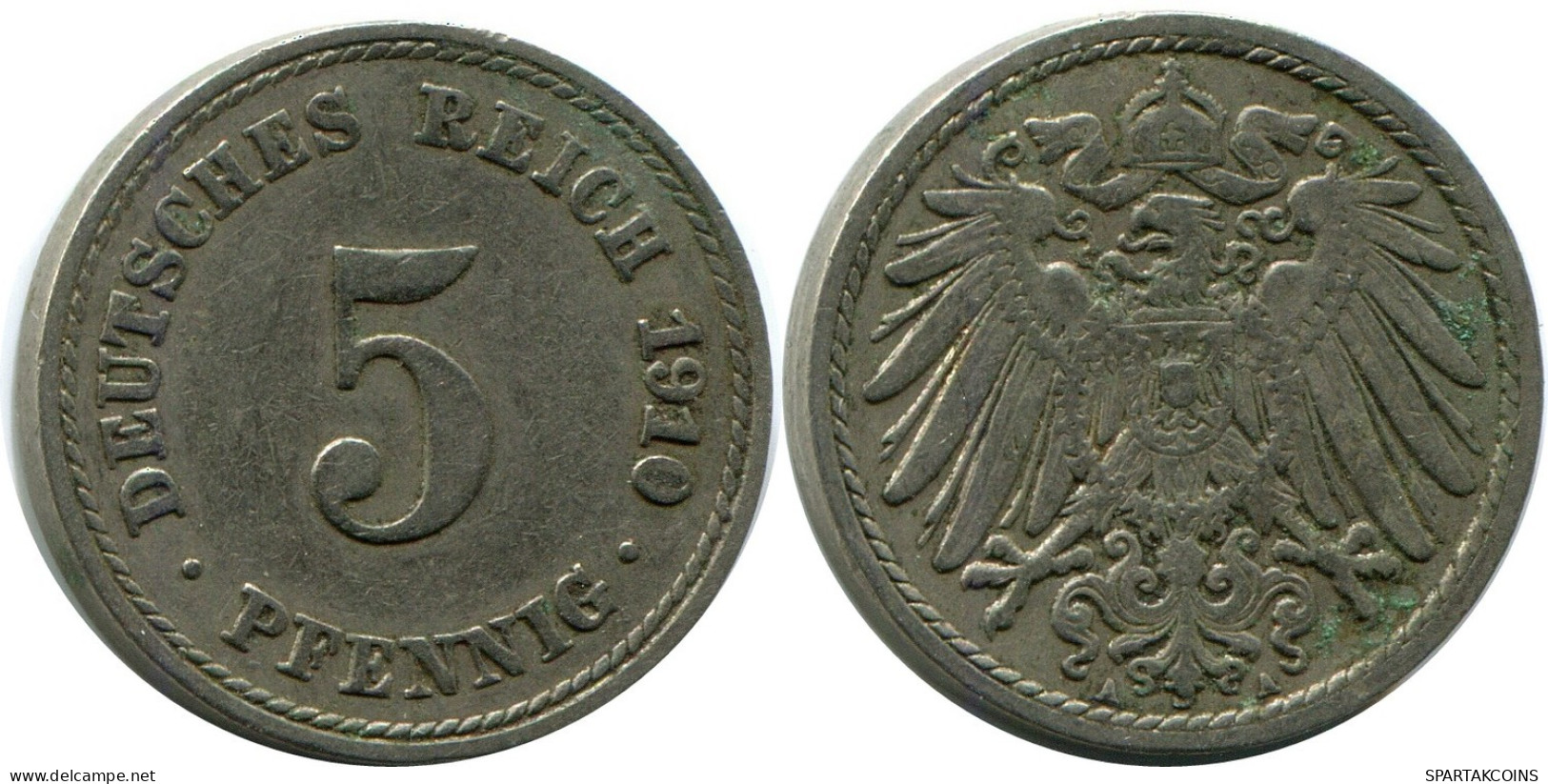 5 PFENNIG 1910 A DEUTSCHLAND Münze GERMANY #DB250.D.A - 5 Pfennig