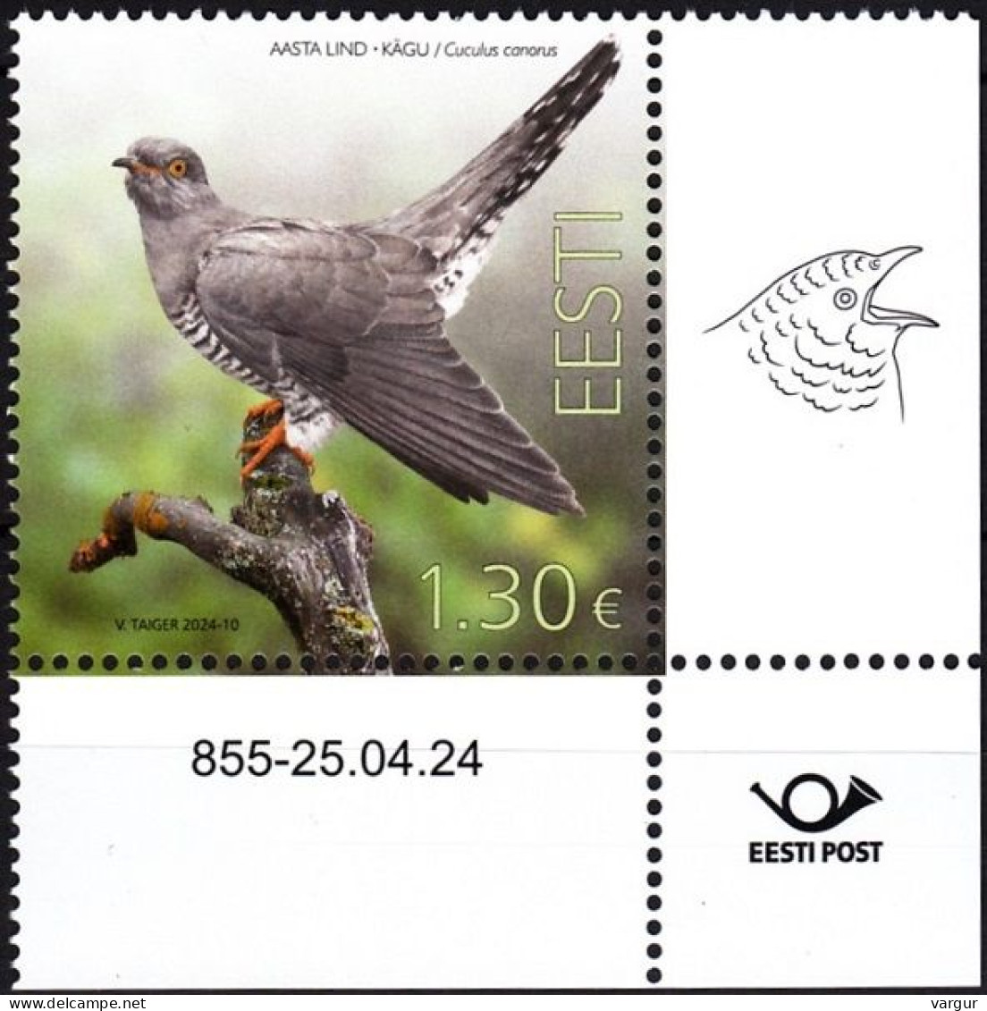 ESTONIA 2024-08 FAUNA Animals: Bird Of The Year - Cuckoo. CORNER, MNH - Cuckoos & Turacos
