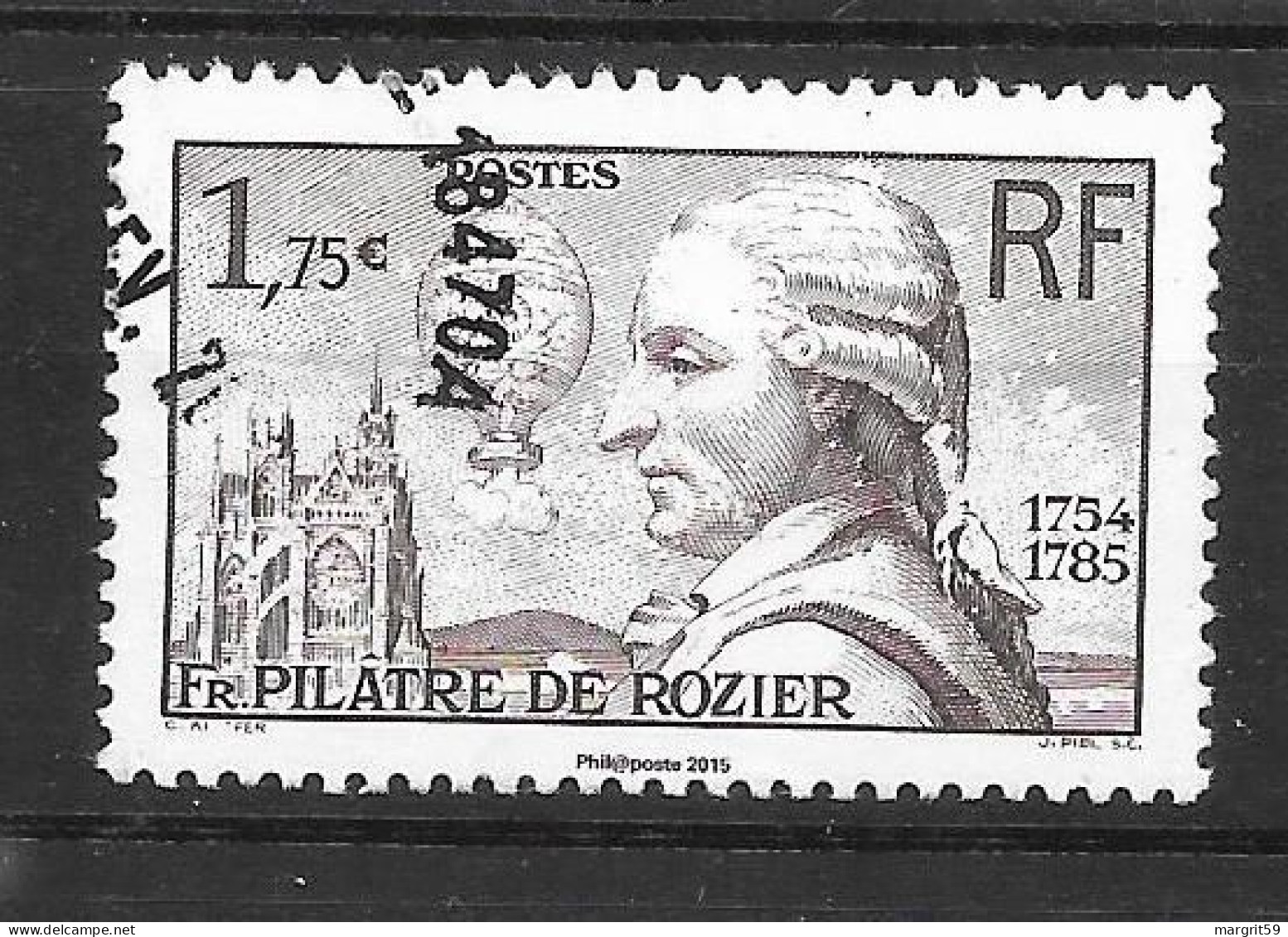 Les Trésors De La Philatélie 2015 - Feuille 7 - Pilâtre De Rozier 1,75 Braun - Oblitérés