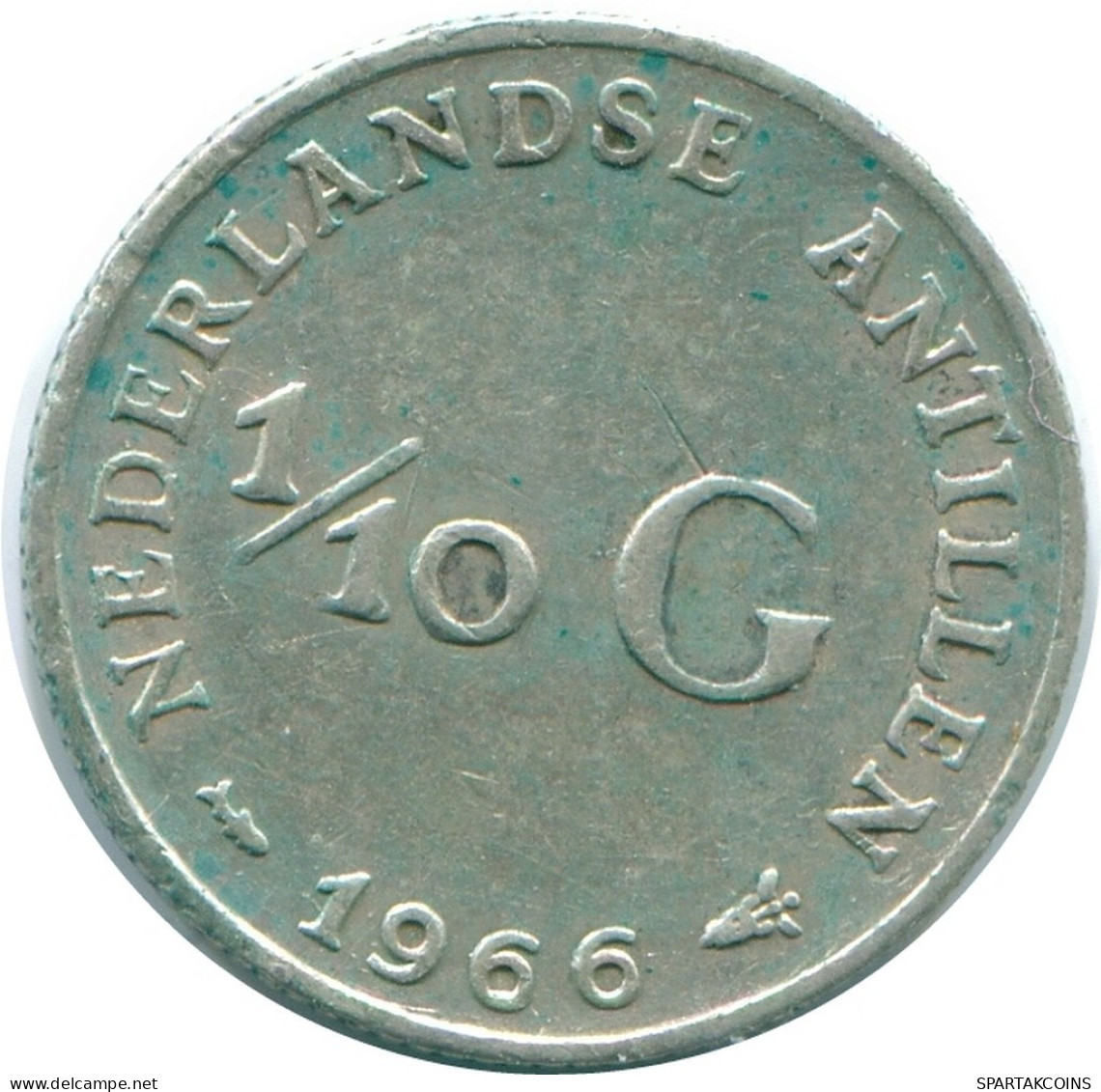1/10 GULDEN 1966 NETHERLANDS ANTILLES SILVER Colonial Coin #NL12826.3.U.A - Antillas Neerlandesas