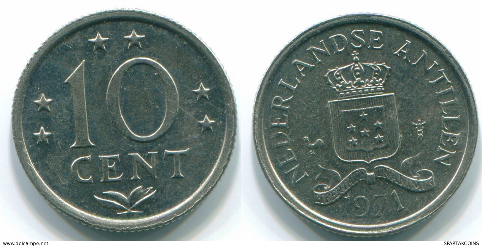 10 CENTS 1971 ANTILLAS NEERLANDESAS Nickel Colonial Moneda #S13409.E.A - Antillas Neerlandesas