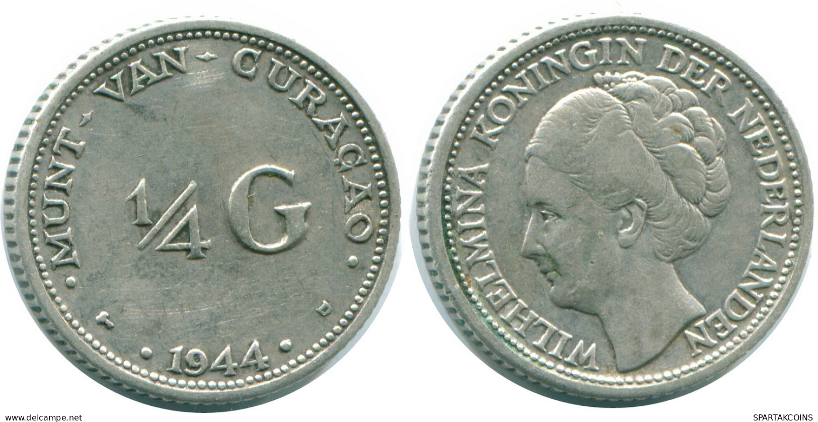 1/4 GULDEN 1944 CURACAO NEERLANDÉS NETHERLANDS PLATA Colonial #NL10713.4.E.A - Curaçao