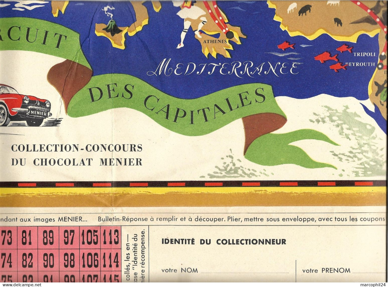 Album Du CHOCOLAT MENIER : Le Grand CIRCUIT Des CAPITALES + Grande CARTE En Couleurs Europe-Asie + 1957 + Sans Images - Menier