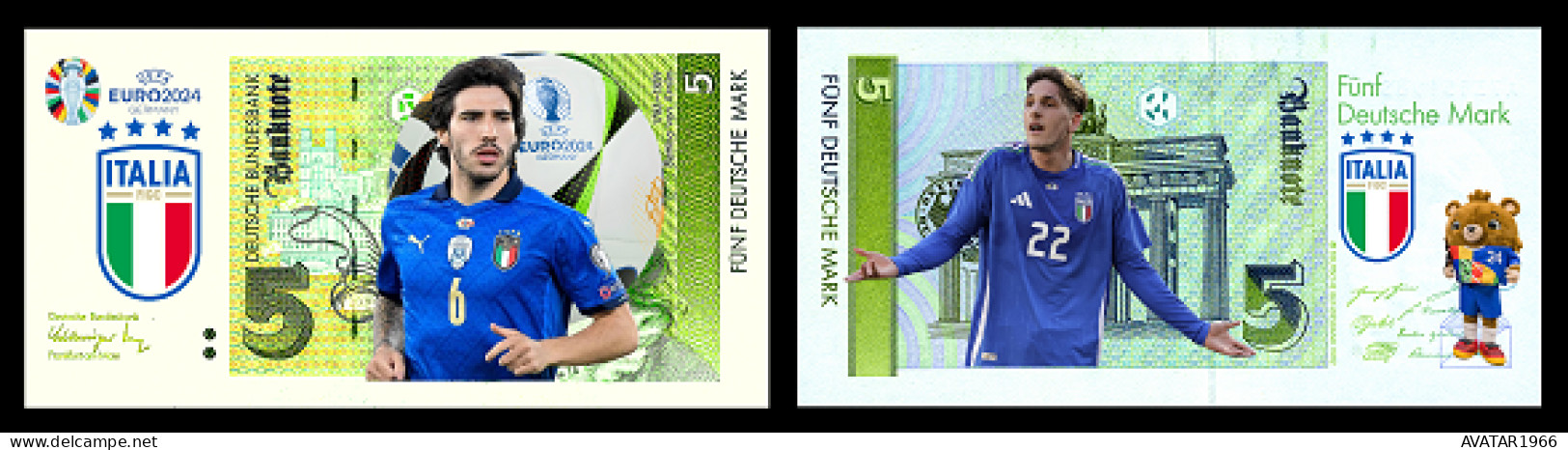 UEFA European Football Championship 2024 Qualified Country  Italy  8 Pieces Germany Fantasy Paper Money - [15] Commemoratives & Special Issues