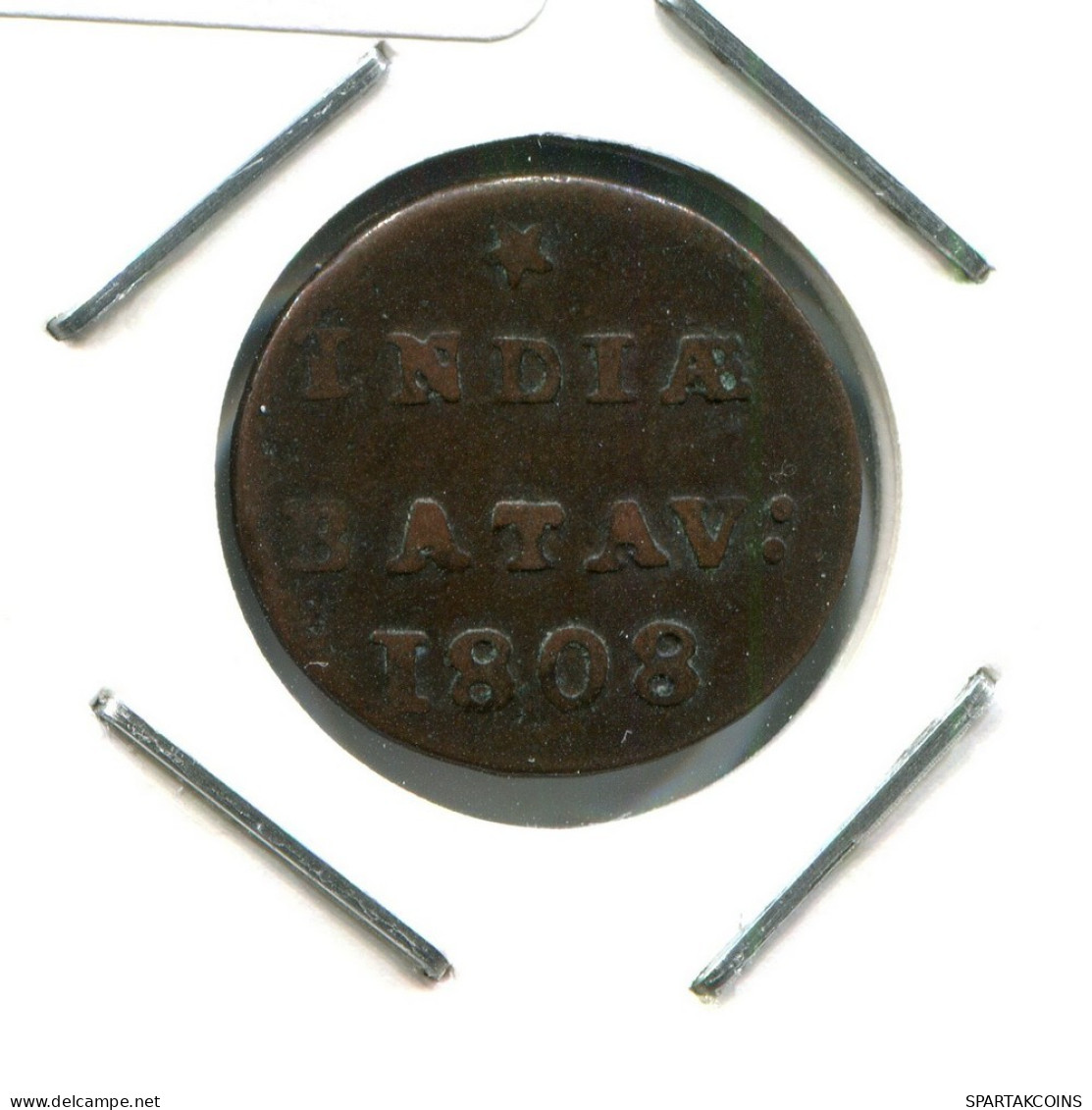 1808 BATAVIA VOC 1/2 DUIT NETHERLANDS INDIES Koloniale Münze #VOC2089.10.U.A - Niederländisch-Indien