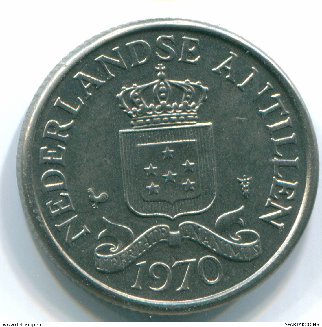 25 CENTS 1970 ANTILLAS NEERLANDESAS Nickel Colonial Moneda #S11463.E.A - Niederländische Antillen