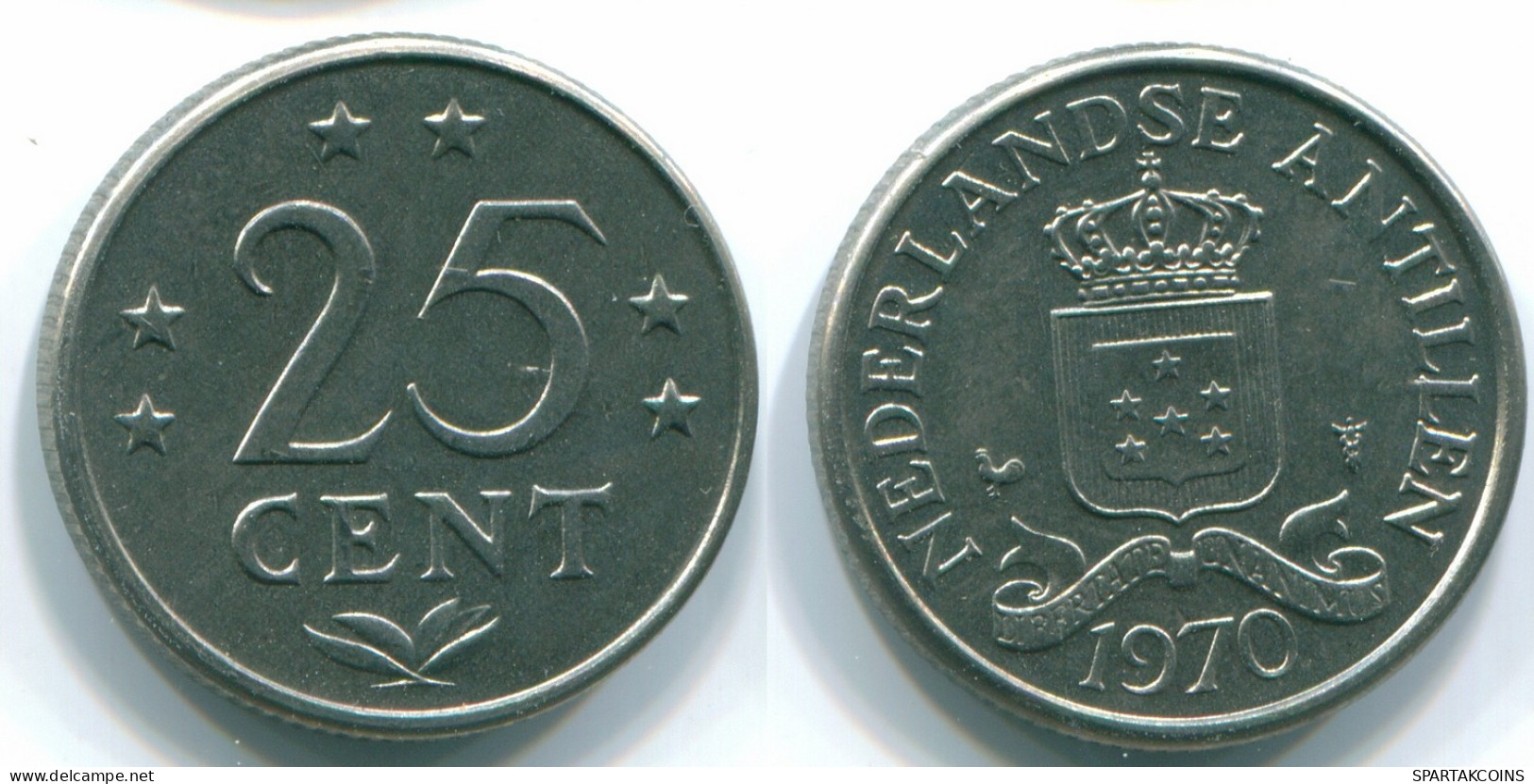 25 CENTS 1970 ANTILLAS NEERLANDESAS Nickel Colonial Moneda #S11463.E.A - Niederländische Antillen