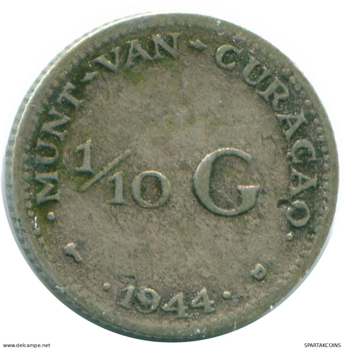 1/10 GULDEN 1944 CURACAO Netherlands SILVER Colonial Coin #NL11823.3.U.A - Curacao