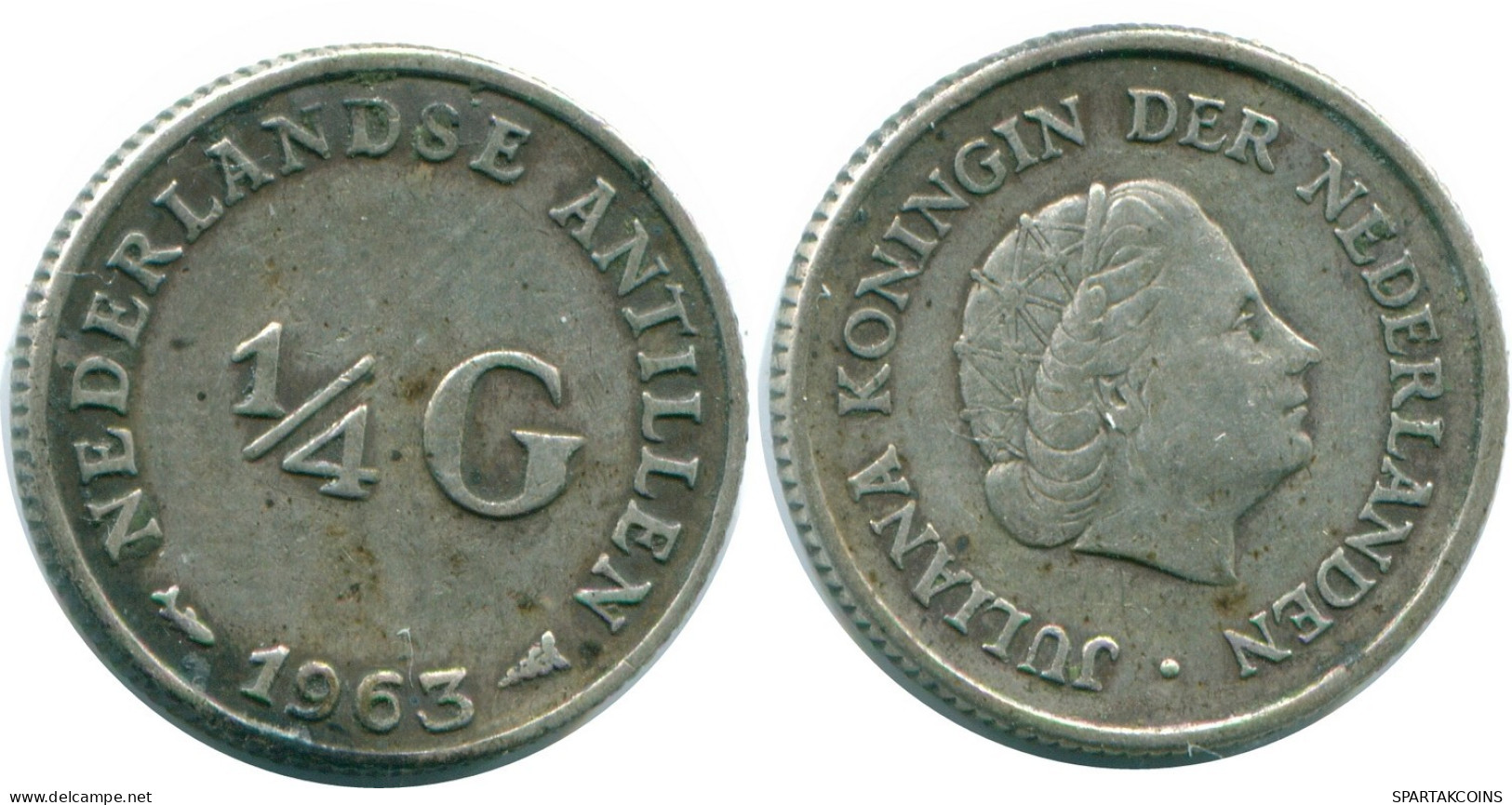 1/4 GULDEN 1963 ANTILLAS NEERLANDESAS PLATA Colonial Moneda #NL11266.4.E.A - Antillas Neerlandesas