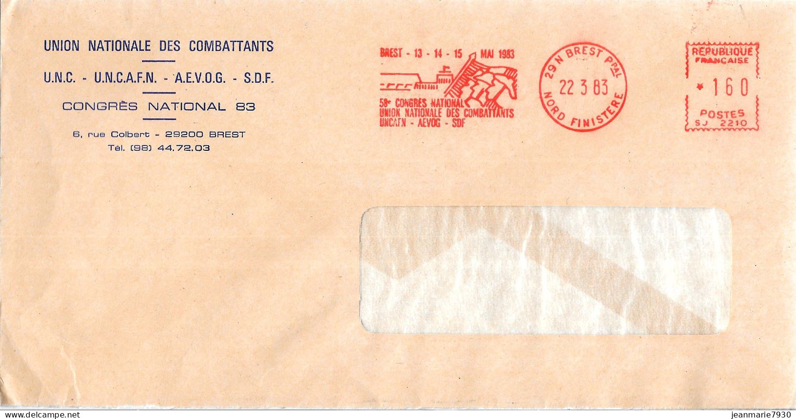 P289 - LETTRE UNCAFN DE BREST DU 22/03/83 - FLAMME - Lettres & Documents