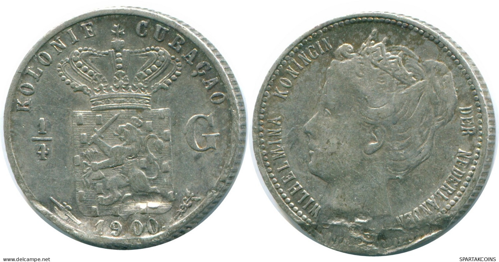 1/4 GULDEN 1900 CURACAO NEERLANDÉS NETHERLANDS PLATA Colonial #NL10458.4.E.A - Curaçao