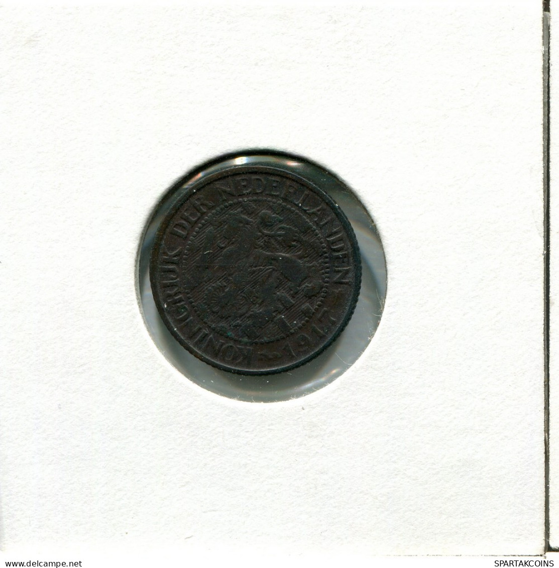 1 CENT 1917 NIEDERLANDE NETHERLANDS Münze #AU261.D.A - 1 Cent