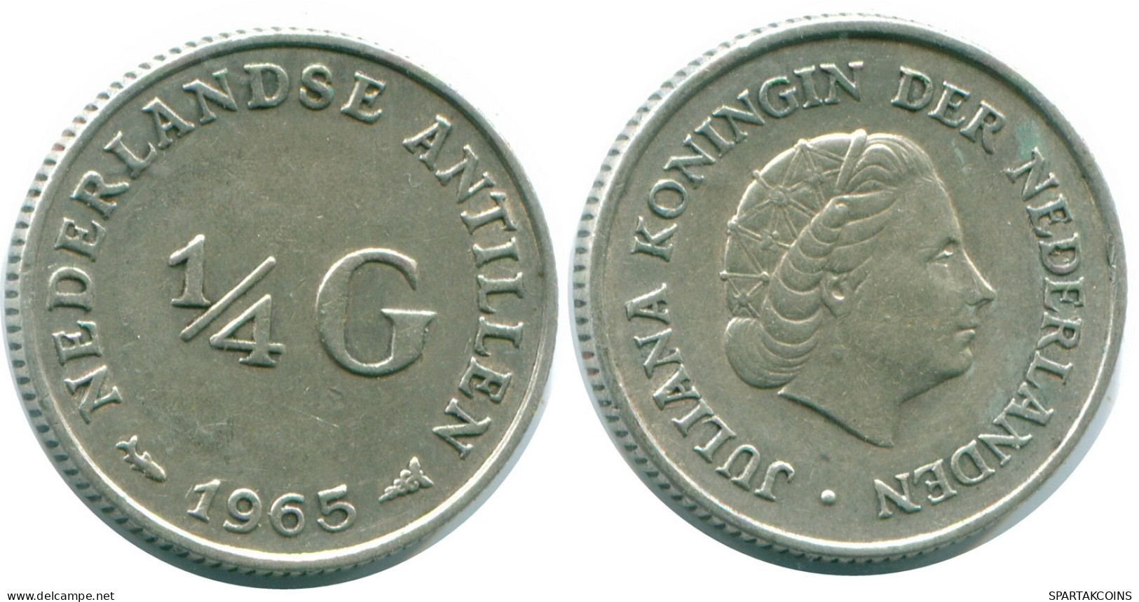 1/4 GULDEN 1965 NIEDERLÄNDISCHE ANTILLEN SILBER Koloniale Münze #NL11313.4.D.A - Niederländische Antillen