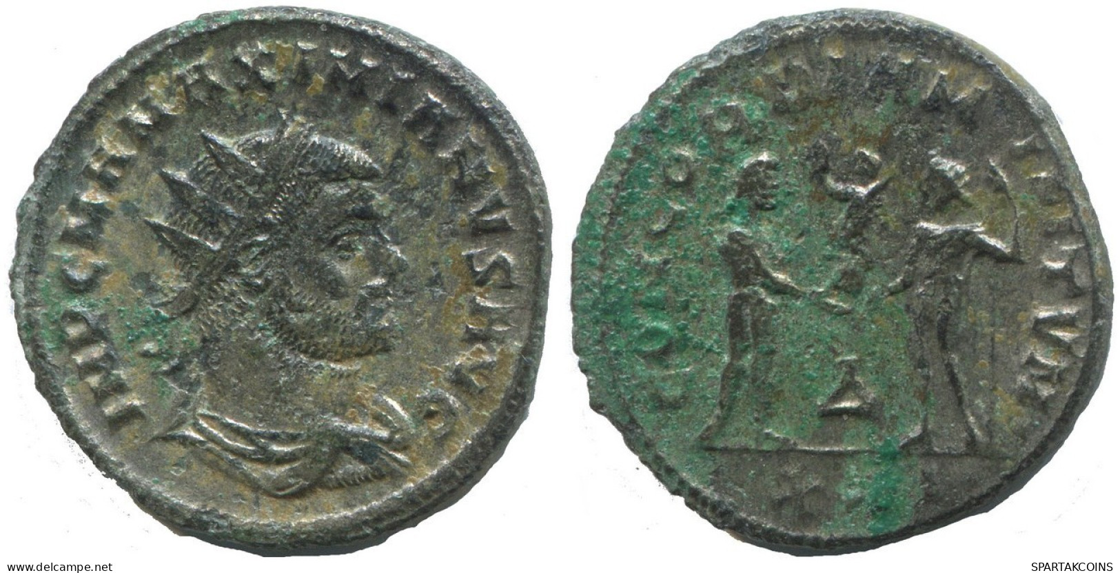 MAXIMIANUS CYZICUS ∆ XXI AD293
 SILVERED LATE ROMAN Moneda 3g/22mm #ANT2666.41.E.A - The Tetrarchy (284 AD To 307 AD)