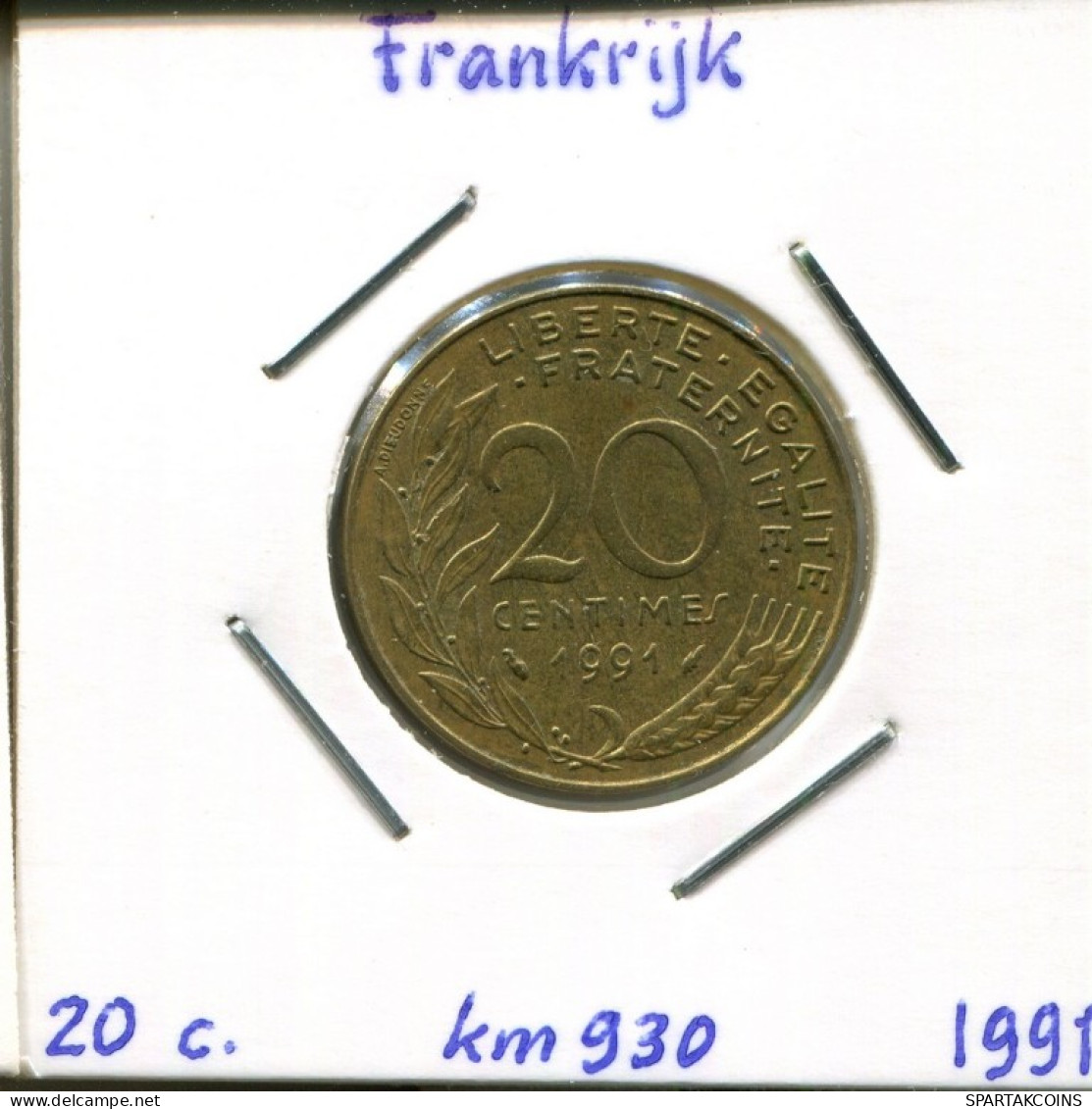 20 CENTIMES 1991 FRANCE Coin French Coin #AM187.U.A - 20 Centimes