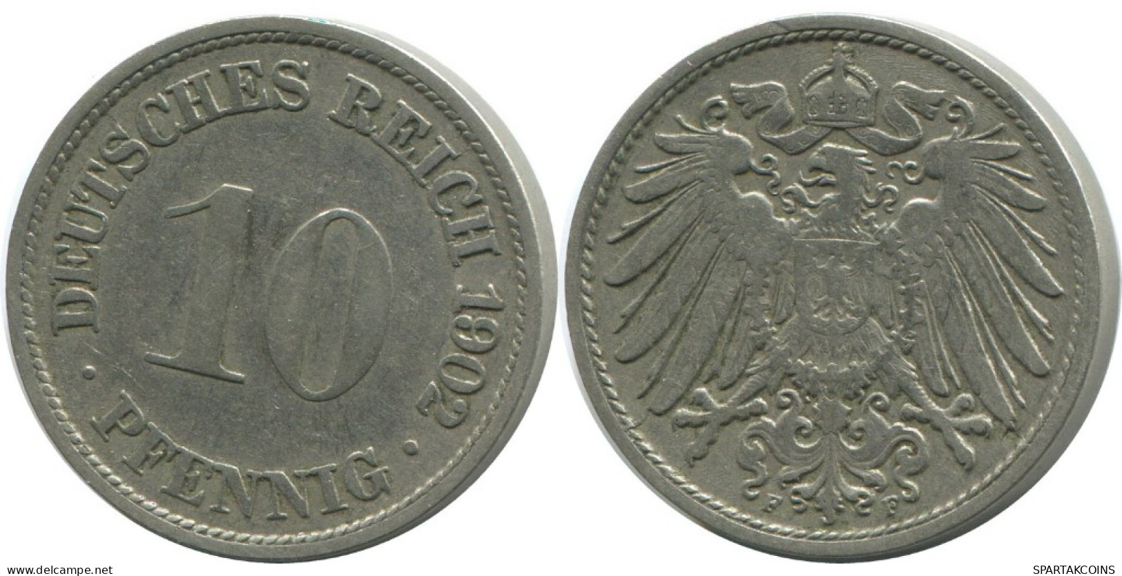 10 PFENNIG 1902 F ALEMANIA Moneda GERMANY #AE446.E.A - 10 Pfennig