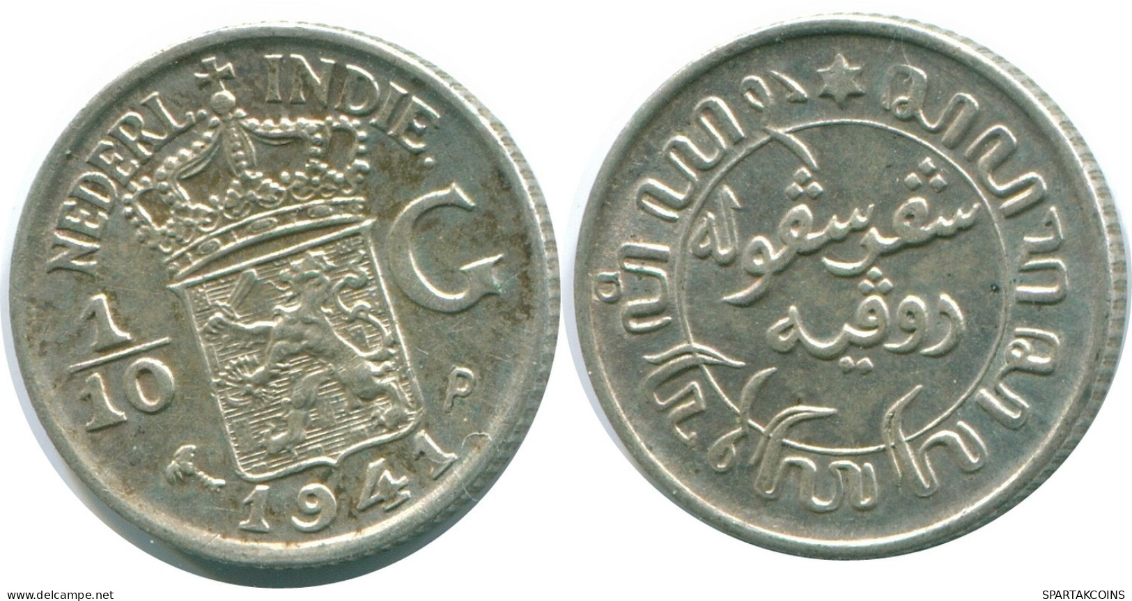 1/10 GULDEN 1941 P NIEDERLANDE OSTINDIEN SILBER Koloniale Münze #NL13558.3.D.A - Niederländisch-Indien