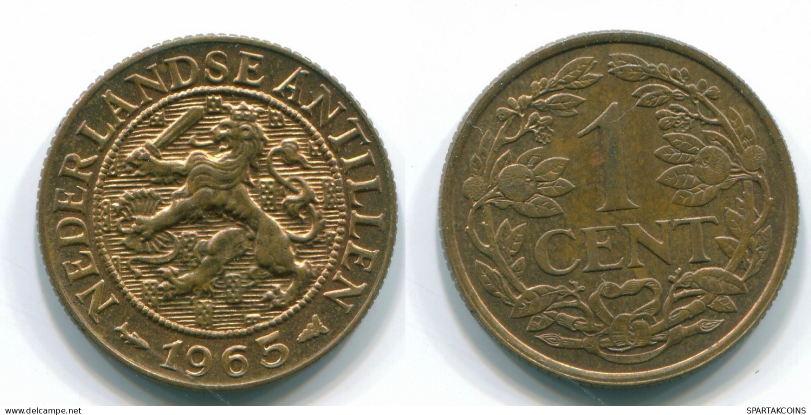 1 CENT 1965 NIEDERLÄNDISCHE ANTILLEN Bronze Fish Koloniale Münze #S11105.D.A - Niederländische Antillen
