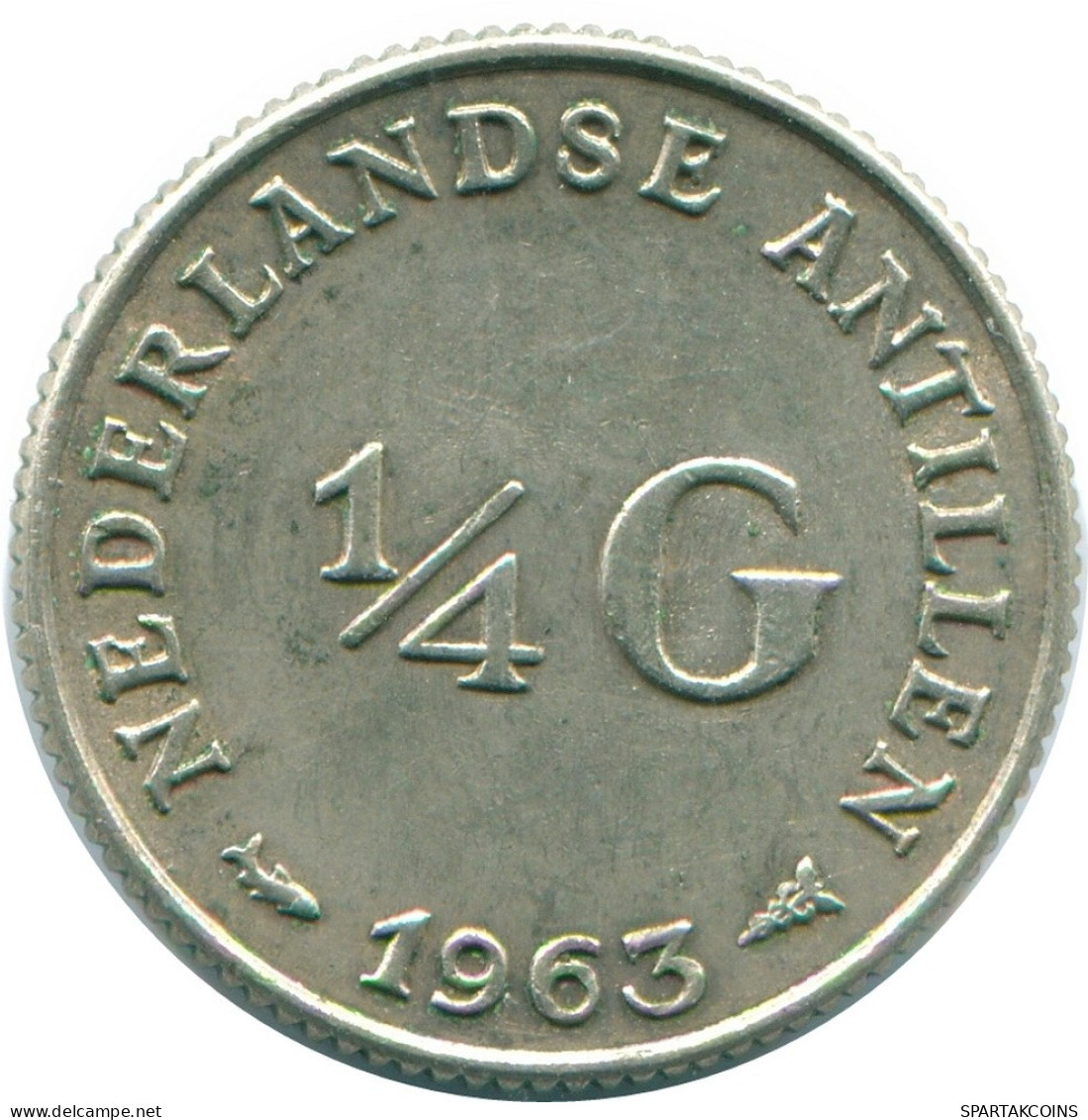 1/4 GULDEN 1963 NETHERLANDS ANTILLES SILVER Colonial Coin #NL11192.4.U.A - Antilles Néerlandaises