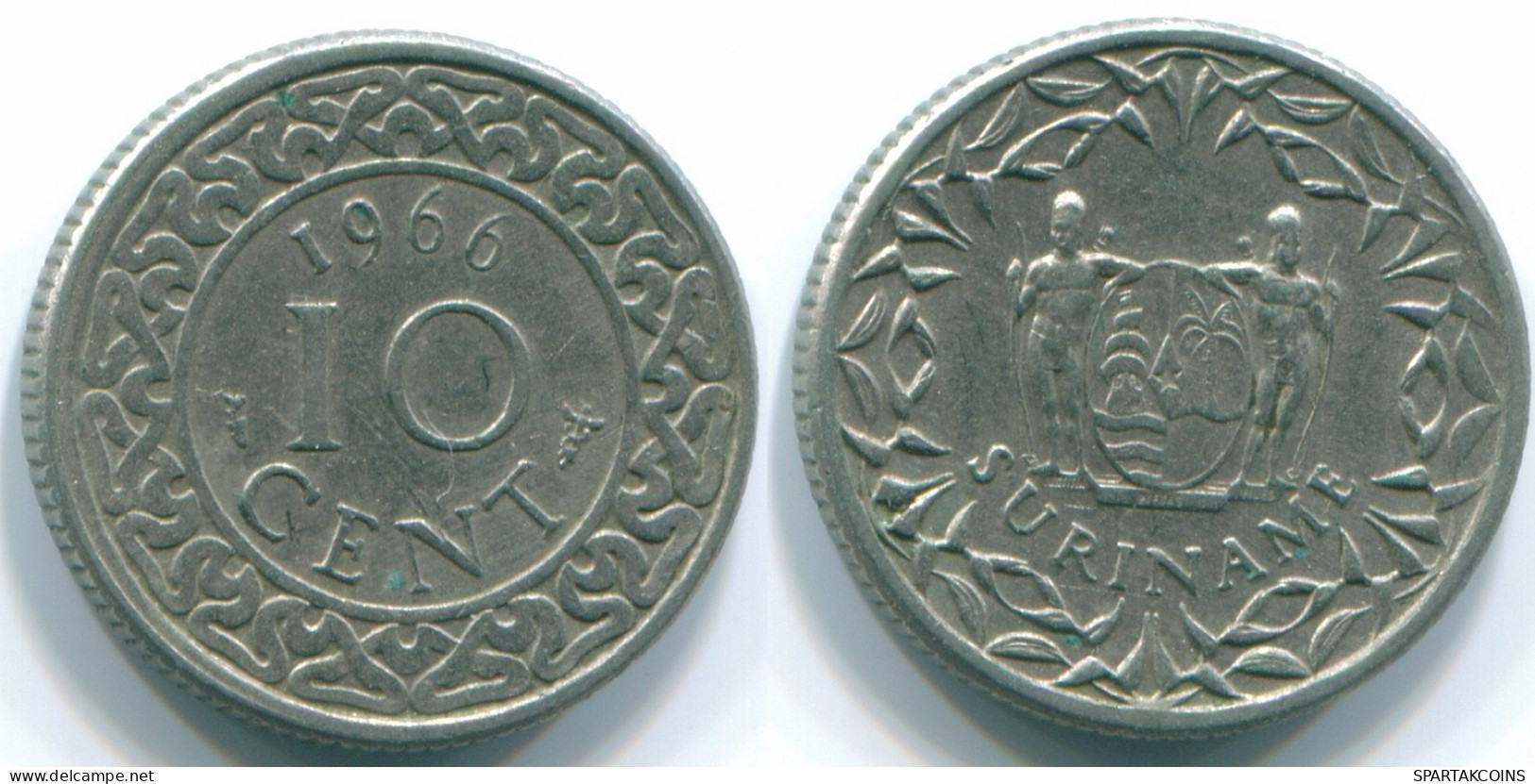 10 CENTS 1966 SURINAM NIEDERLANDE Nickel Koloniale Münze #S13240.D.A - Suriname 1975 - ...