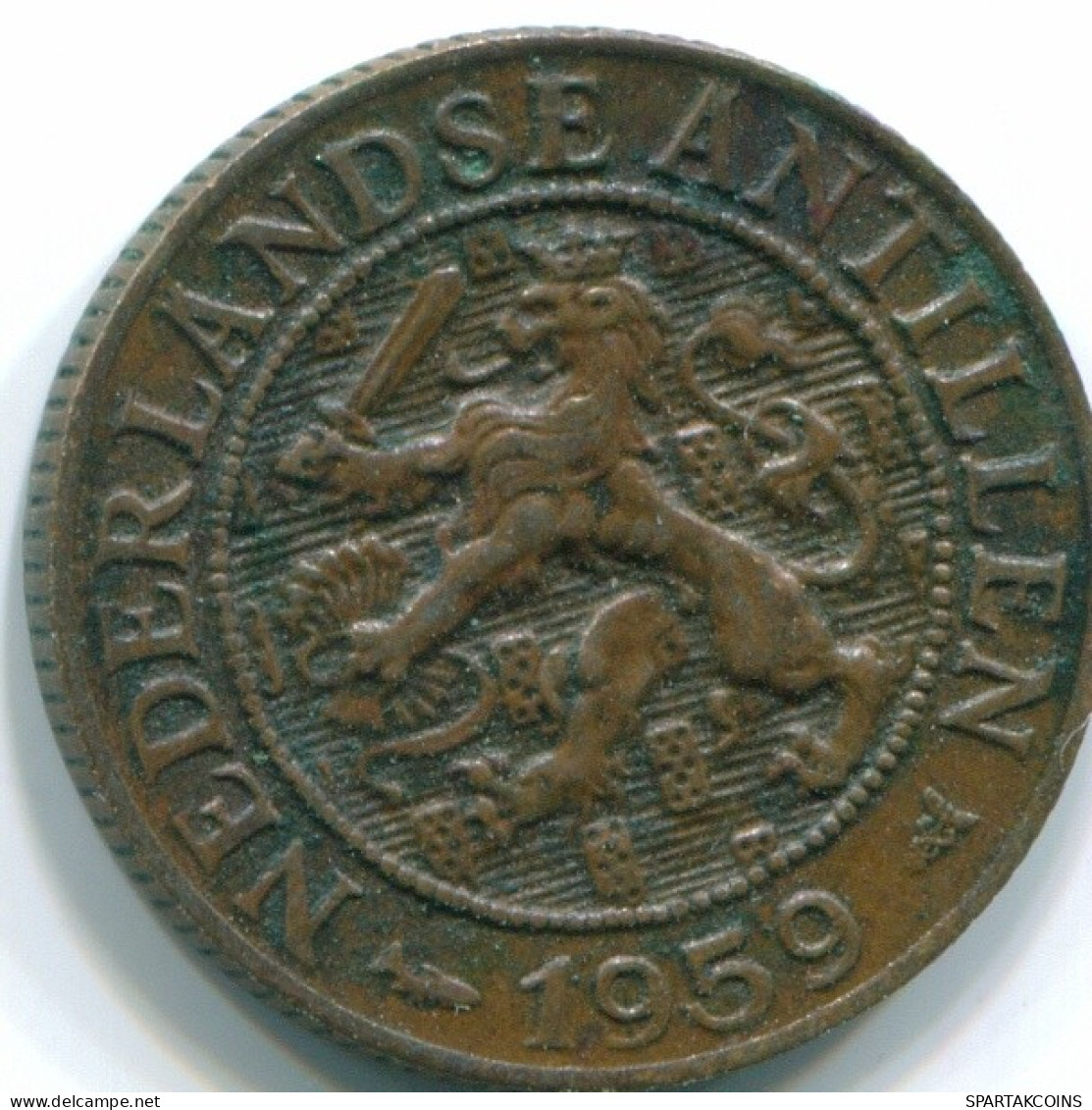 1 CENT 1959 ANTILLAS NEERLANDESAS Bronze Fish Colonial Moneda #S11041.E.A - Antilles Néerlandaises