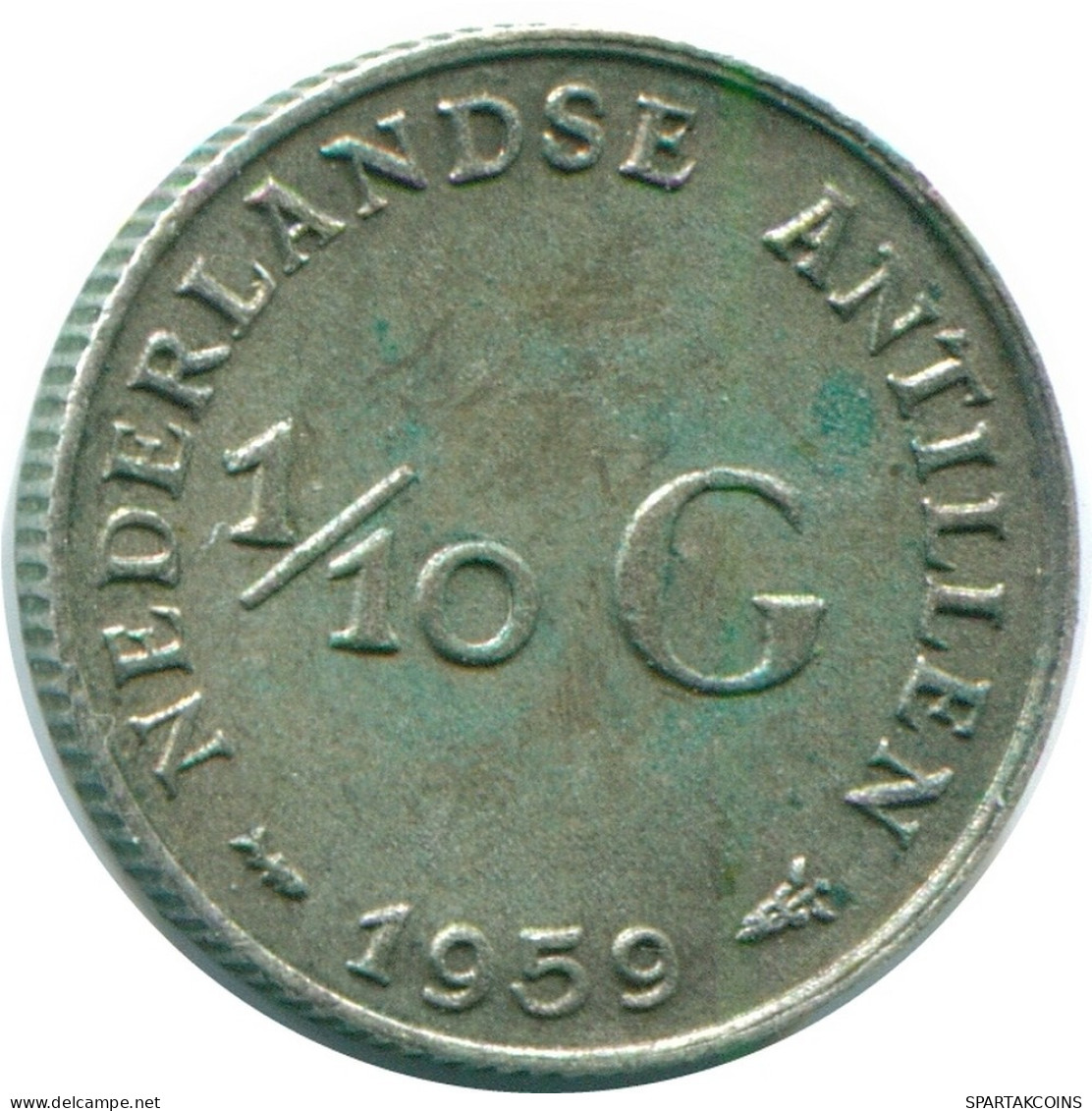 1/10 GULDEN 1959 NIEDERLÄNDISCHE ANTILLEN SILBER Koloniale Münze #NL12214.3.D.A - Niederländische Antillen