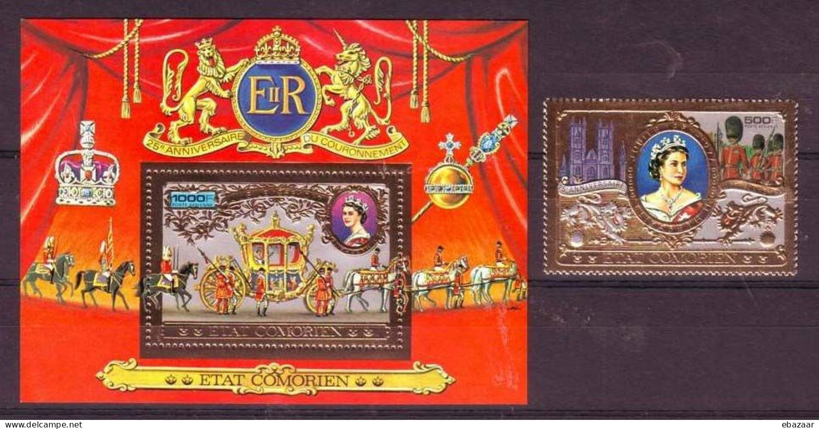 Comoros 1977 Royalty, Kings & Queens Of England, Queen Elizabeth II, Silver Jubilee Stamps Sheet MNH - Comores (1975-...)