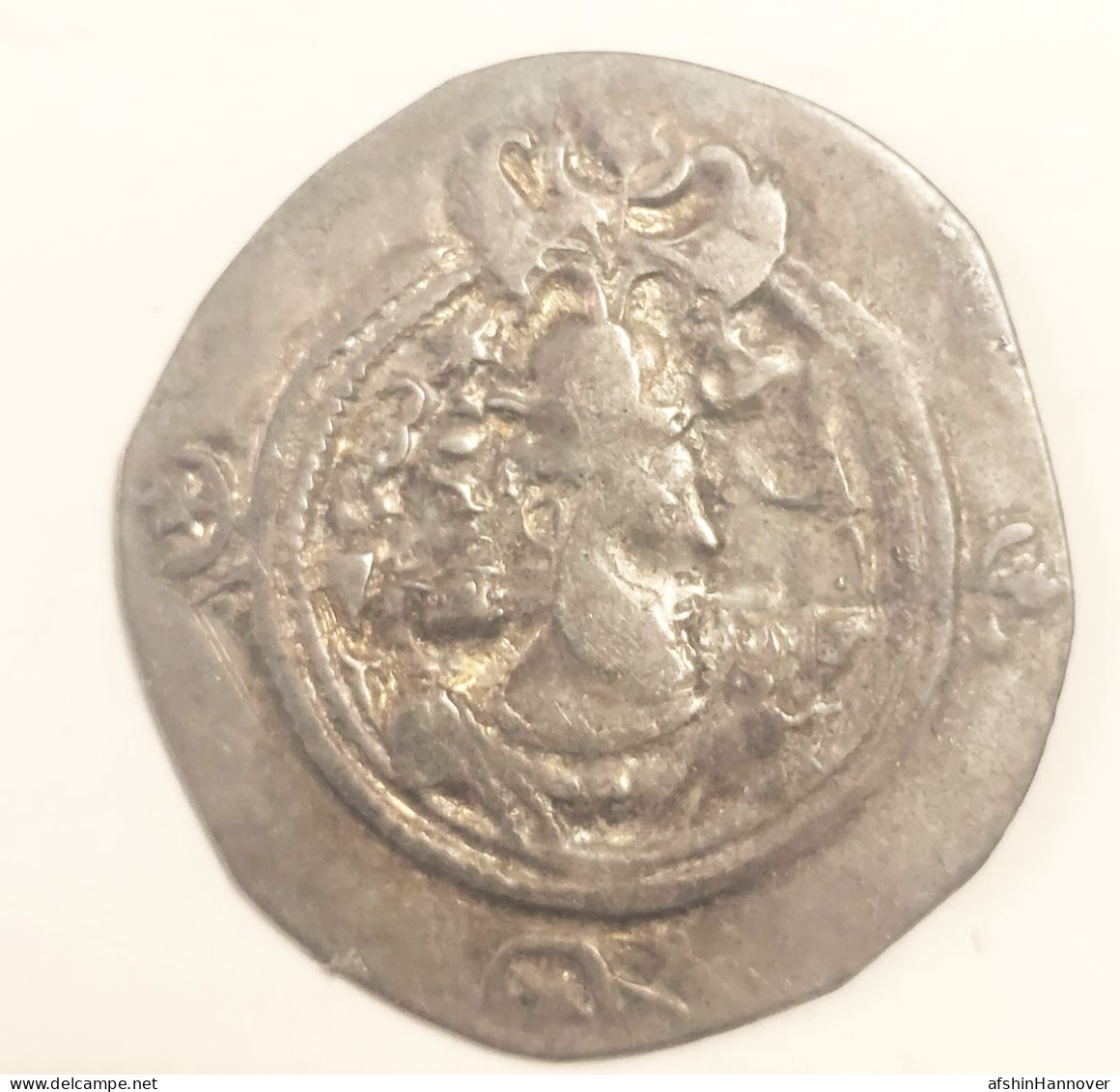 SASANIAN KINGS. Khosrau II. 591-628 AD. AR Silver Drachm Year 3 Mint WH - Orientalische Münzen