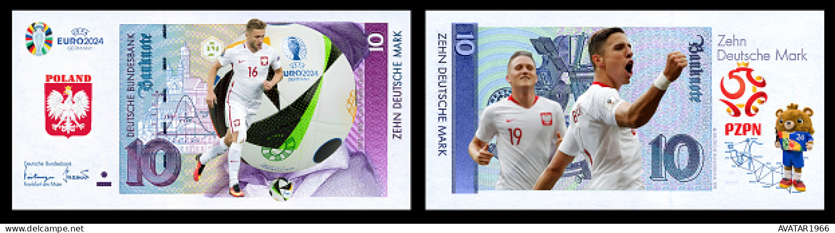 UEFA European Football Championship 2024 Qualified Country  Poland  8 Pieces Germany Fantasy Paper Money - Gedenkausgaben
