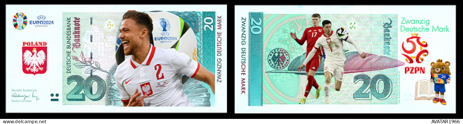 UEFA European Football Championship 2024 Qualified Country  Poland  8 Pieces Germany Fantasy Paper Money - [15] Commémoratifs & Emissions Spéciales