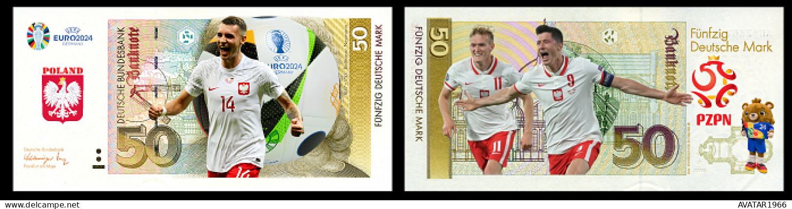 UEFA European Football Championship 2024 Qualified Country  Poland  8 Pieces Germany Fantasy Paper Money - [15] Commémoratifs & Emissions Spéciales