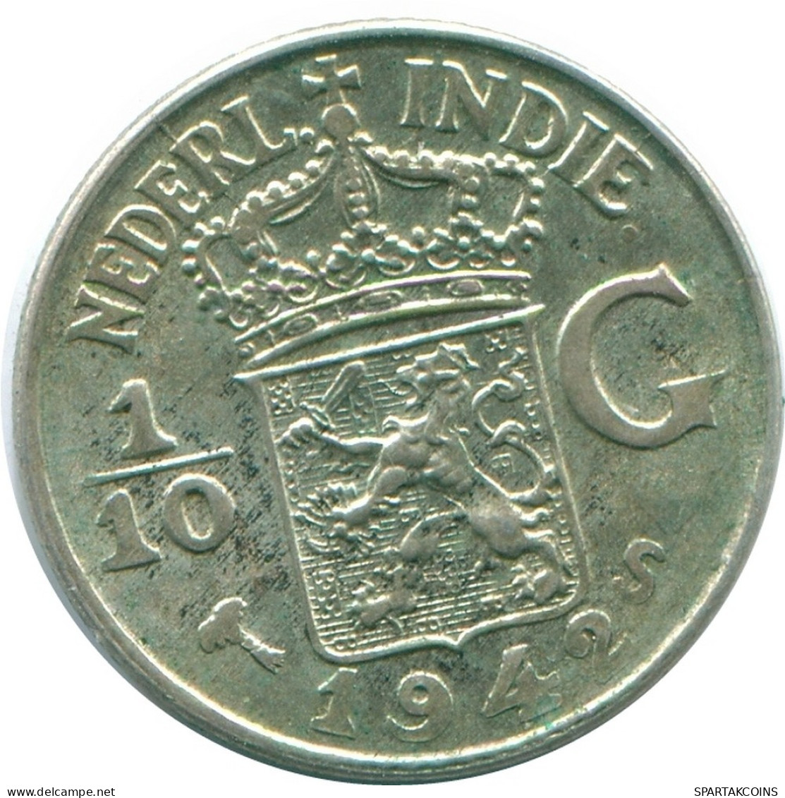 1/10 GULDEN 1942 NETHERLANDS EAST INDIES SILVER Colonial Coin #NL13870.3.U.A - Dutch East Indies