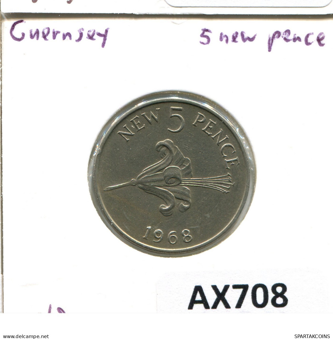 5 NEW PENCE 1968 GUERNSEY Moneda #AX708.E.A - Guernesey