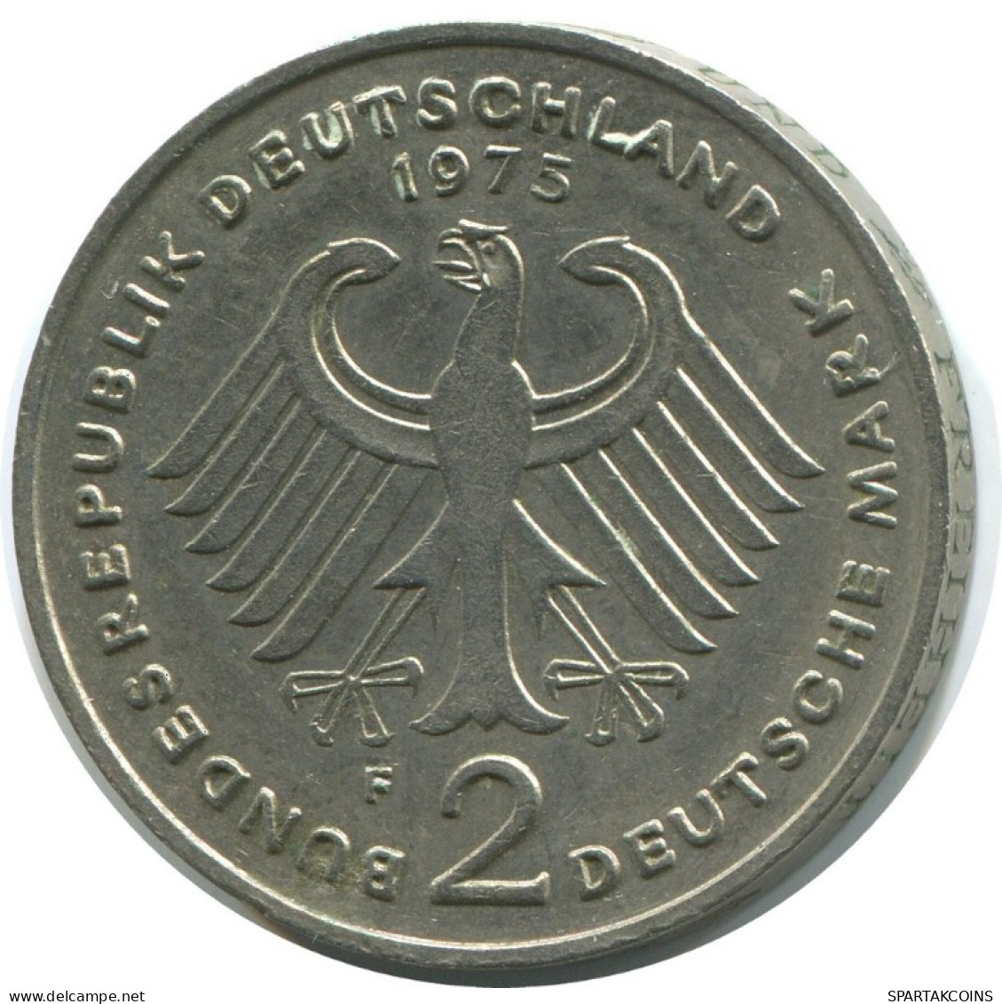 2 DM 1975 F K.ADENAUER WEST & UNIFIED GERMANY Coin #AD766.9.U.A - 2 Marcos