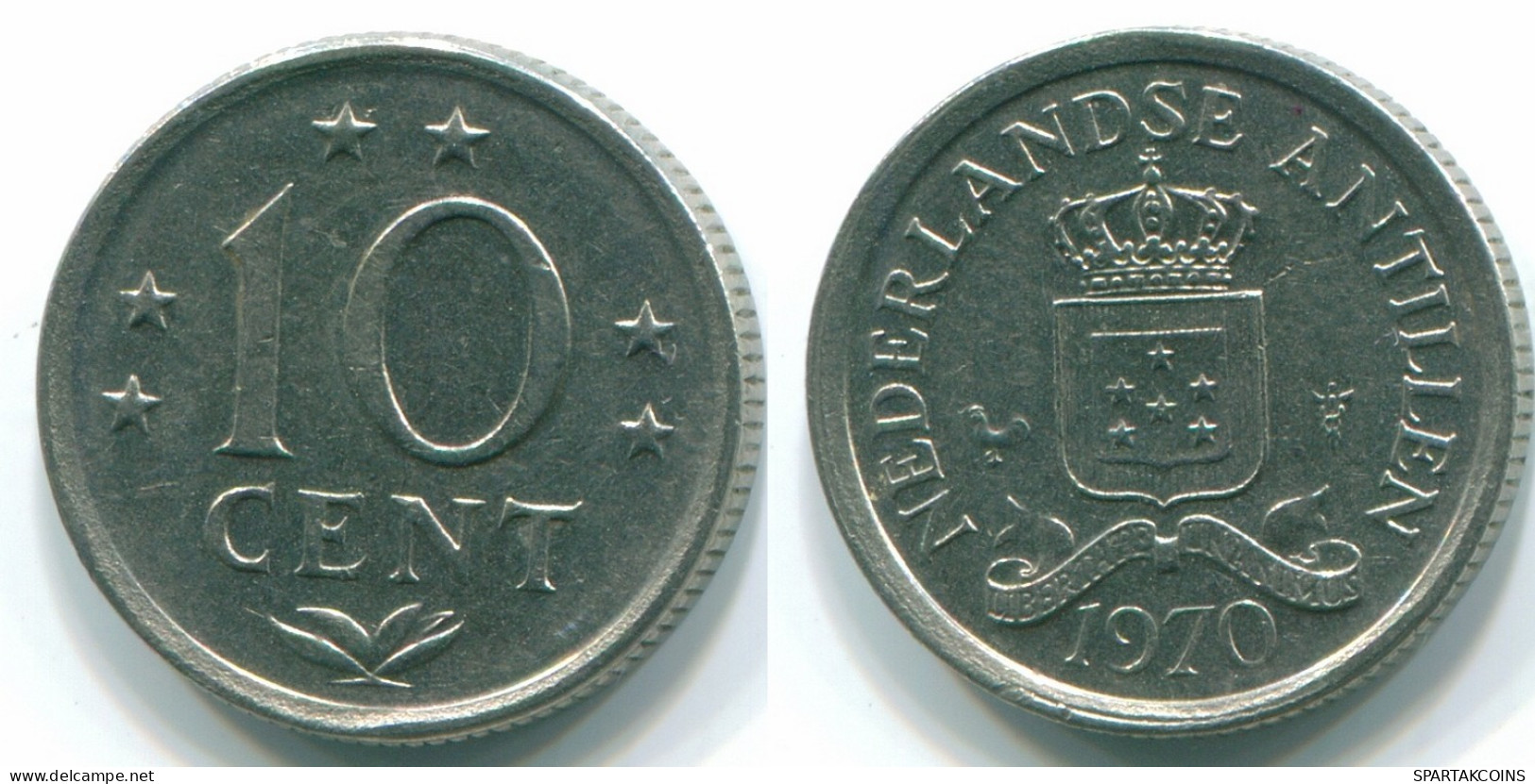 10 CENTS 1970 ANTILLES NÉERLANDAISES Nickel Colonial Pièce #S13366.F.A - Antilles Néerlandaises