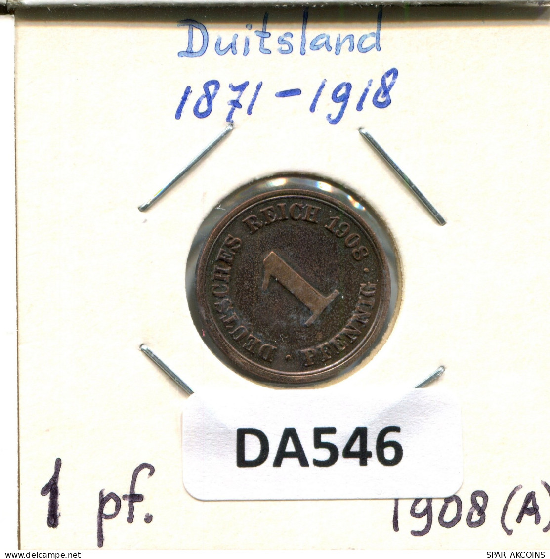 1 PFENNIG 1908 A ALLEMAGNE Pièce GERMANY #DA546.2.F.A - 1 Pfennig